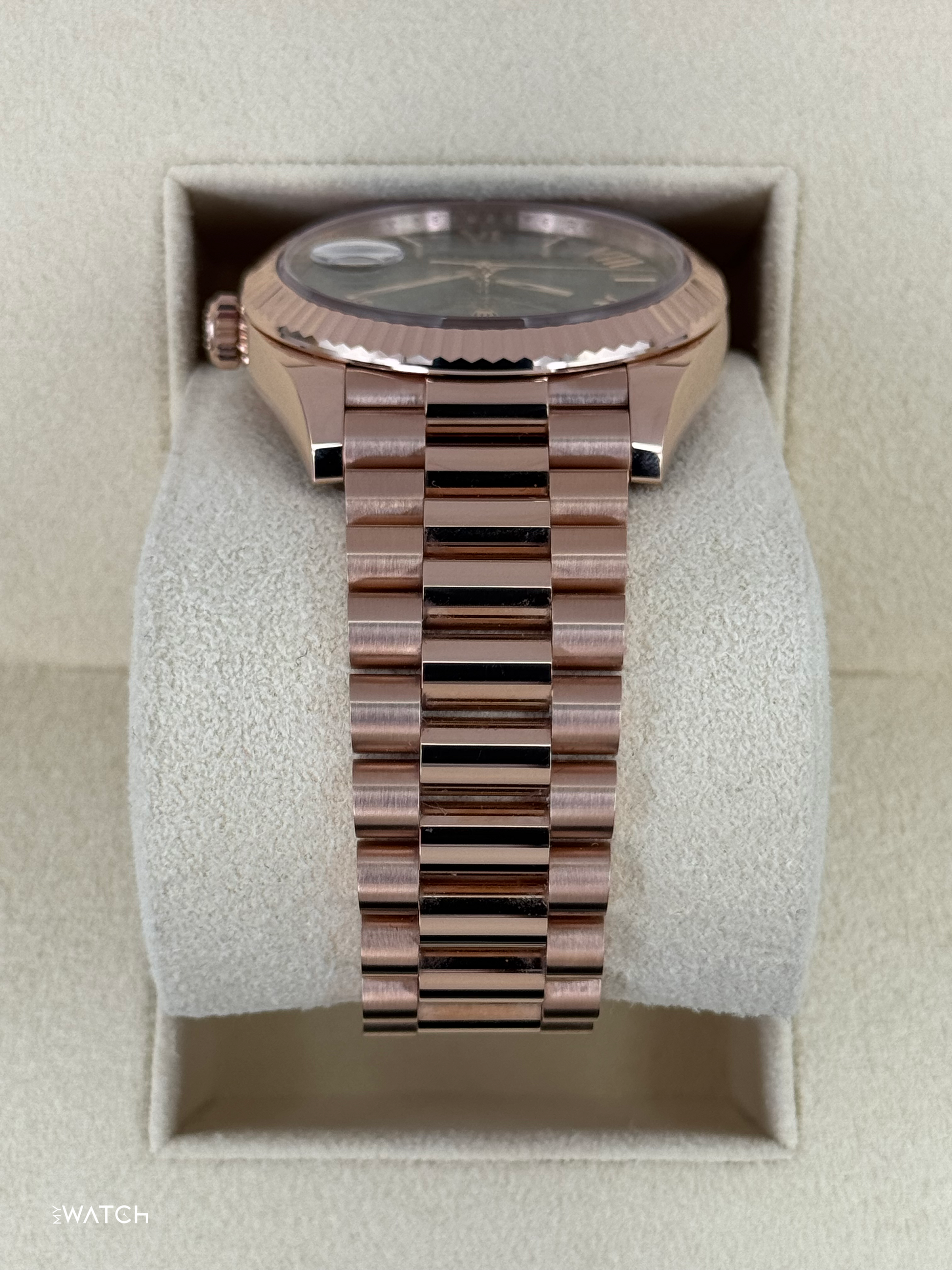 2025 Rolex Day-Date 40mm 228235 Presidential Rose Gold Olive Dial - MyWatchLLC