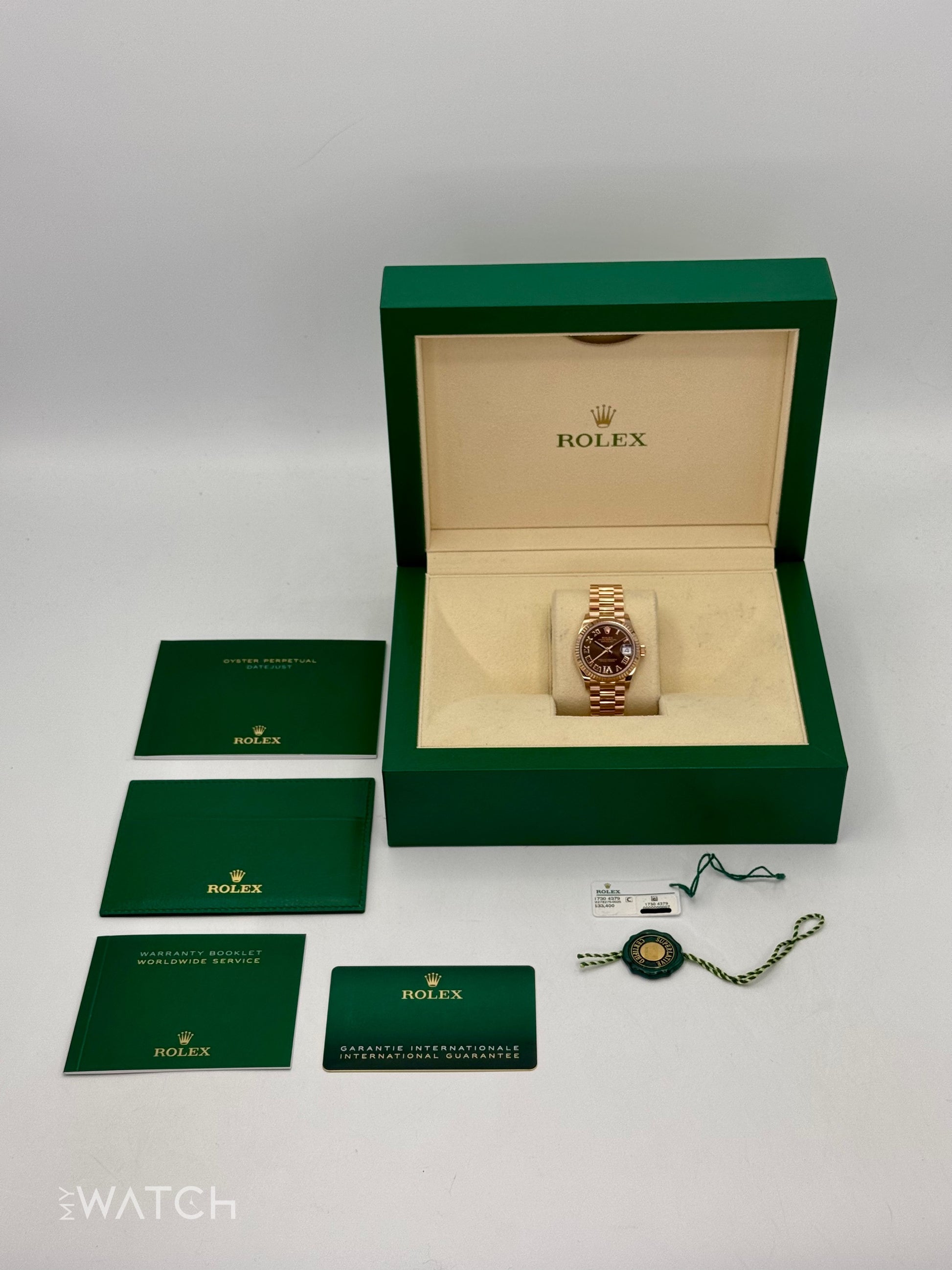 2022 Rolex Datejust 31mm 278275 Rose Gold Chocolate Diamond Dial - MyWatchLLC