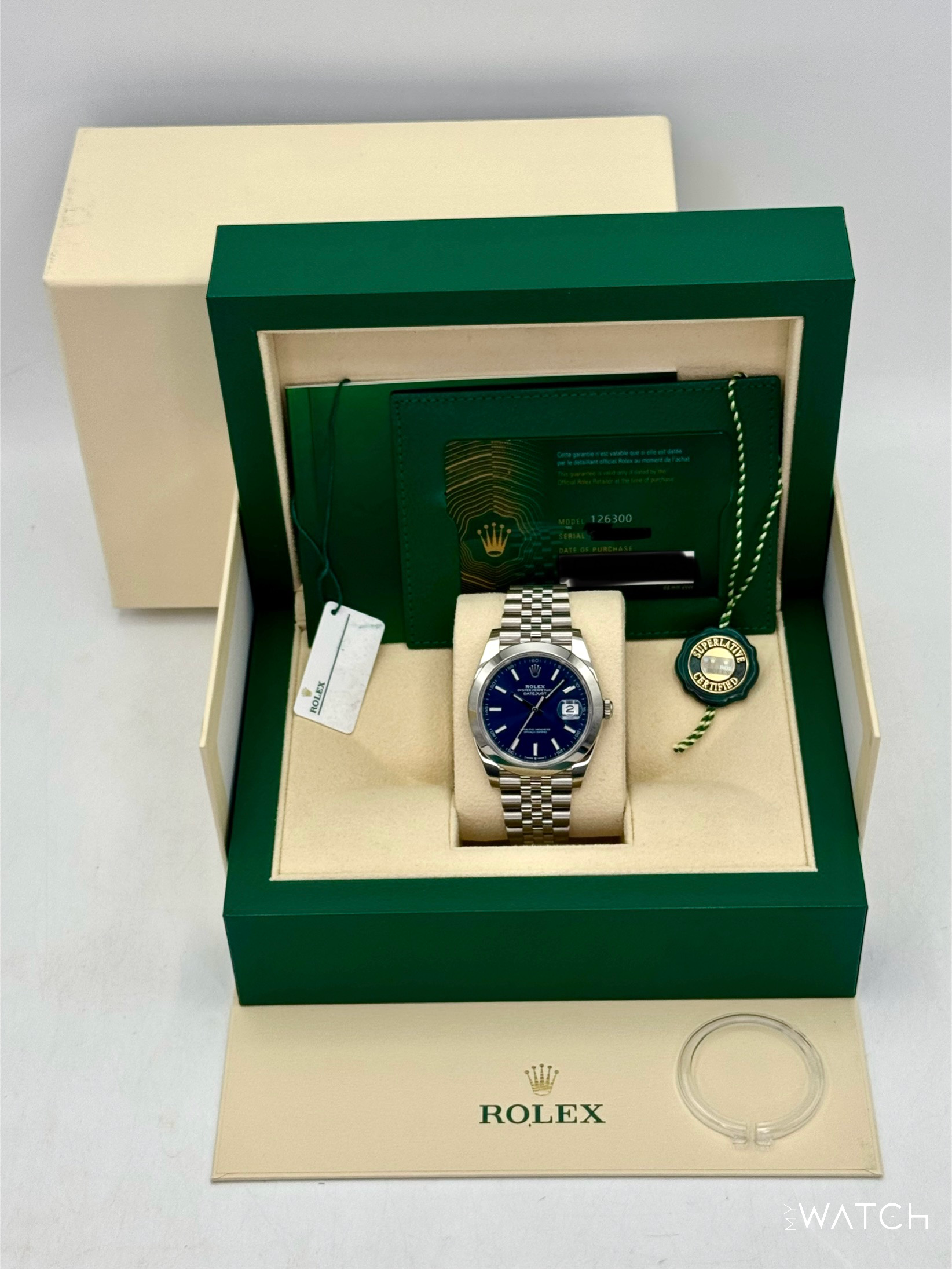 NEW 2023 Rolex Datejust 41mm 126300 Stainless Steel Jubilee Blue Dial - MyWatchLLC