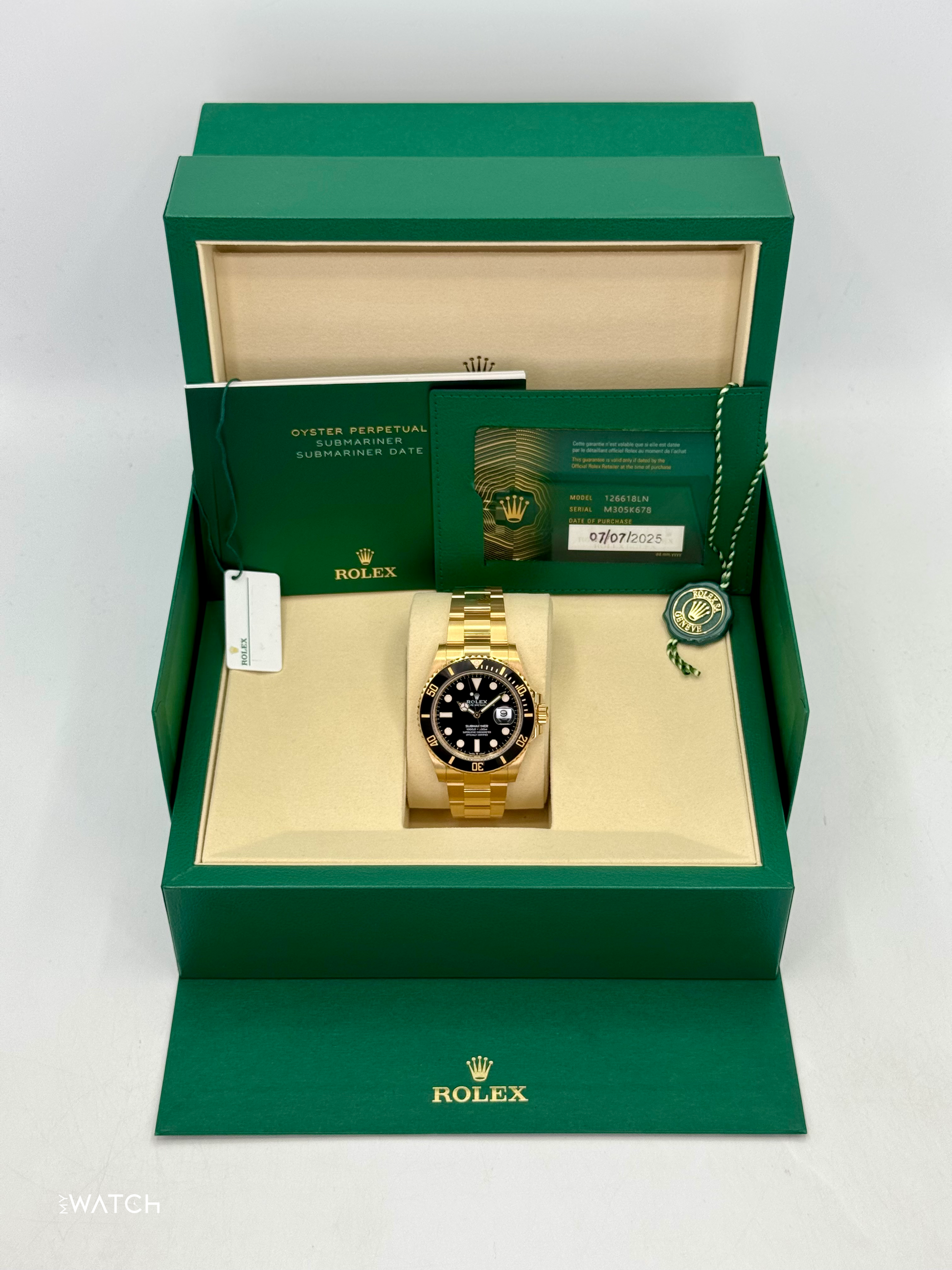 2025 Rolex Submariner 41mm 126618LN Yellow Gold Black Dial (STICKERED) - MyWatchLLC