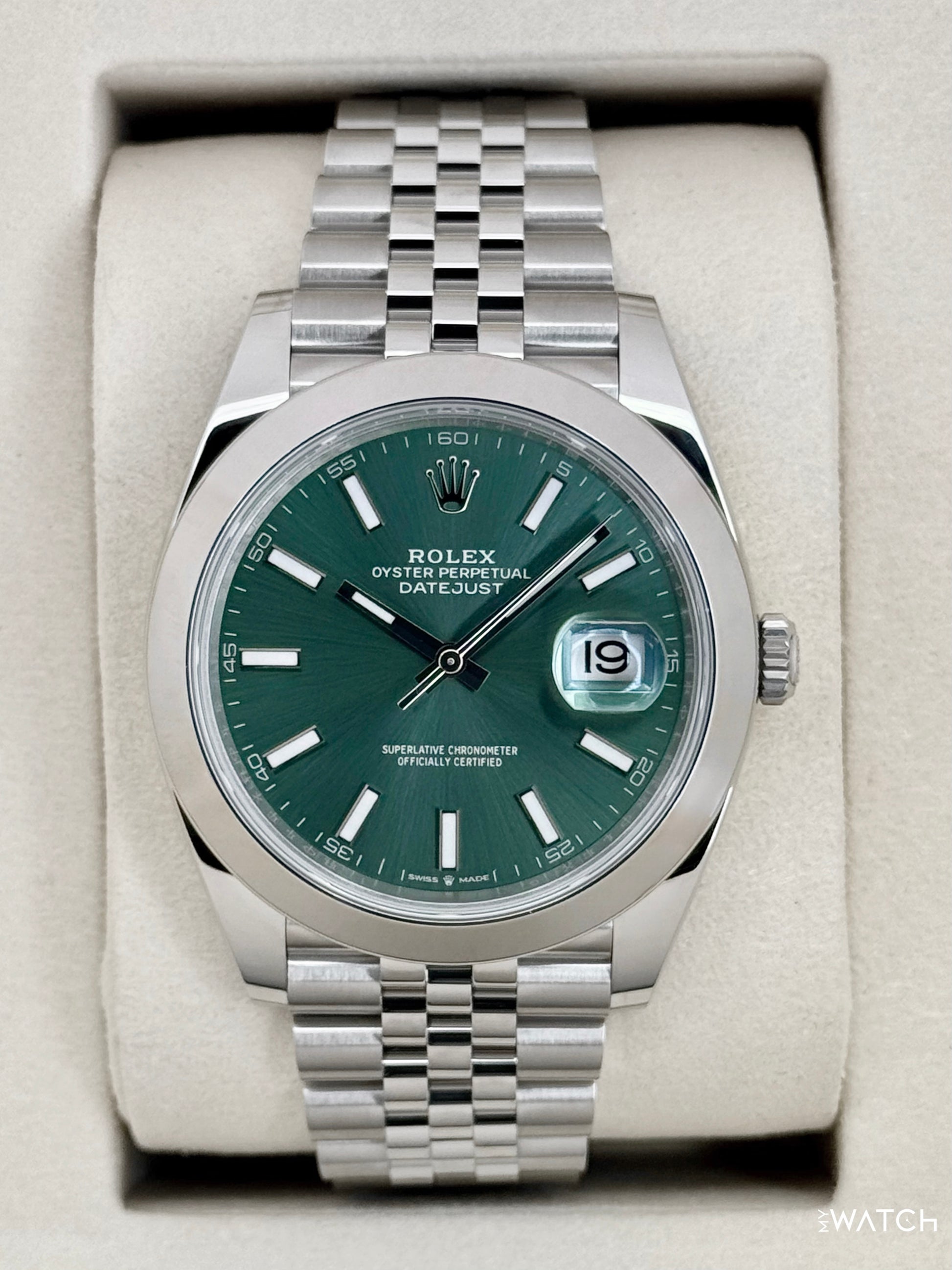 NEW 2026 Rolex Datejust 41mm 126300 Stainless Steel Jubilee Green Dial - MyWatchLLC