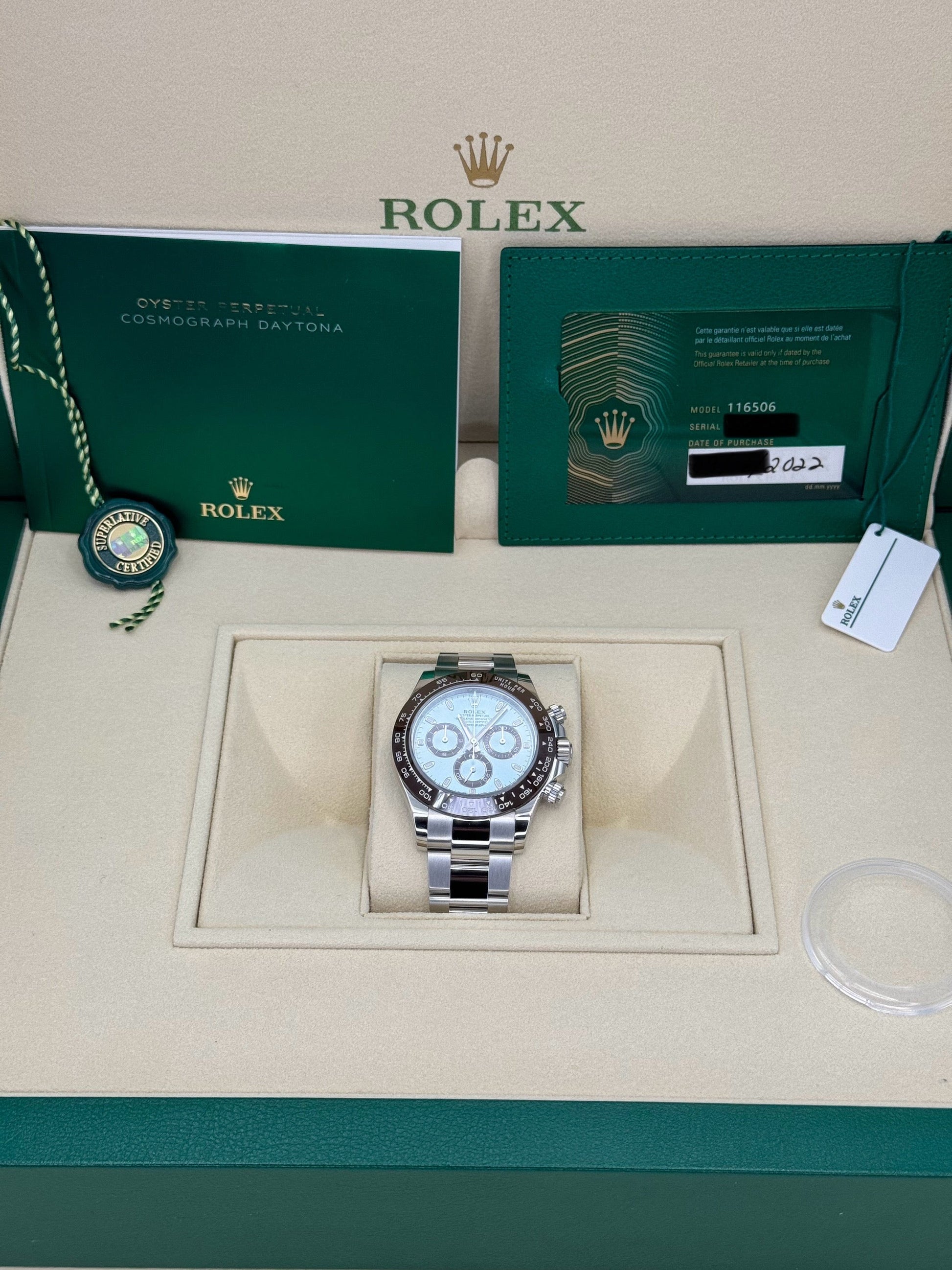 2022 Rolex Daytona 40mm 116506 Platinum Ice Blue Dial - MyWatchLLC