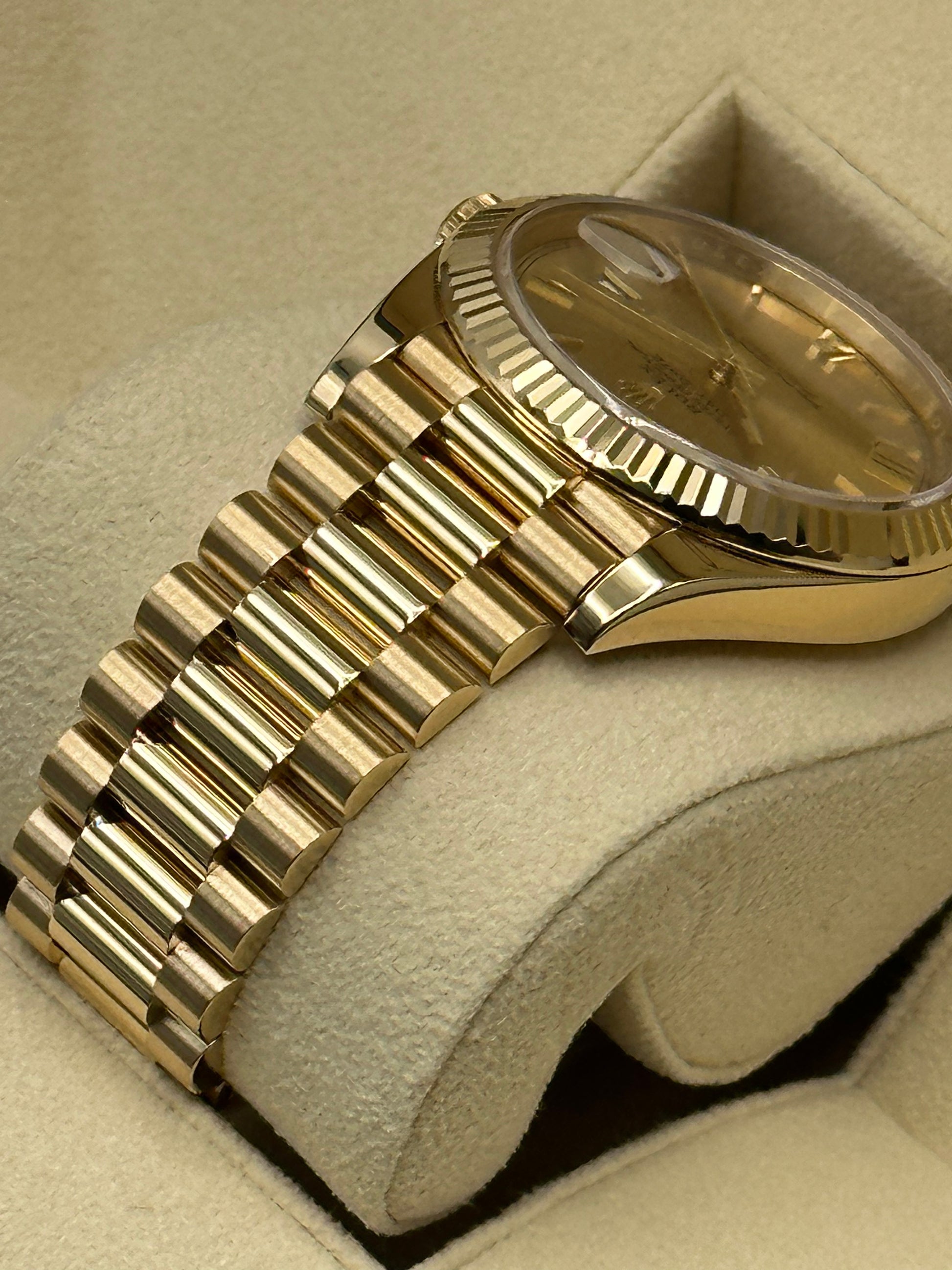 2019 Rolex Day-Date 40mm 228238 YG Champagne Roman Numeral Dial - MyWatchLLC