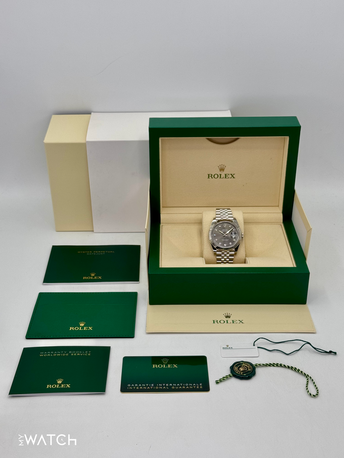 2024 Rolex Datejust 41mm 126334 Stainless Steel Jubilee Rhodium Diamond Dial