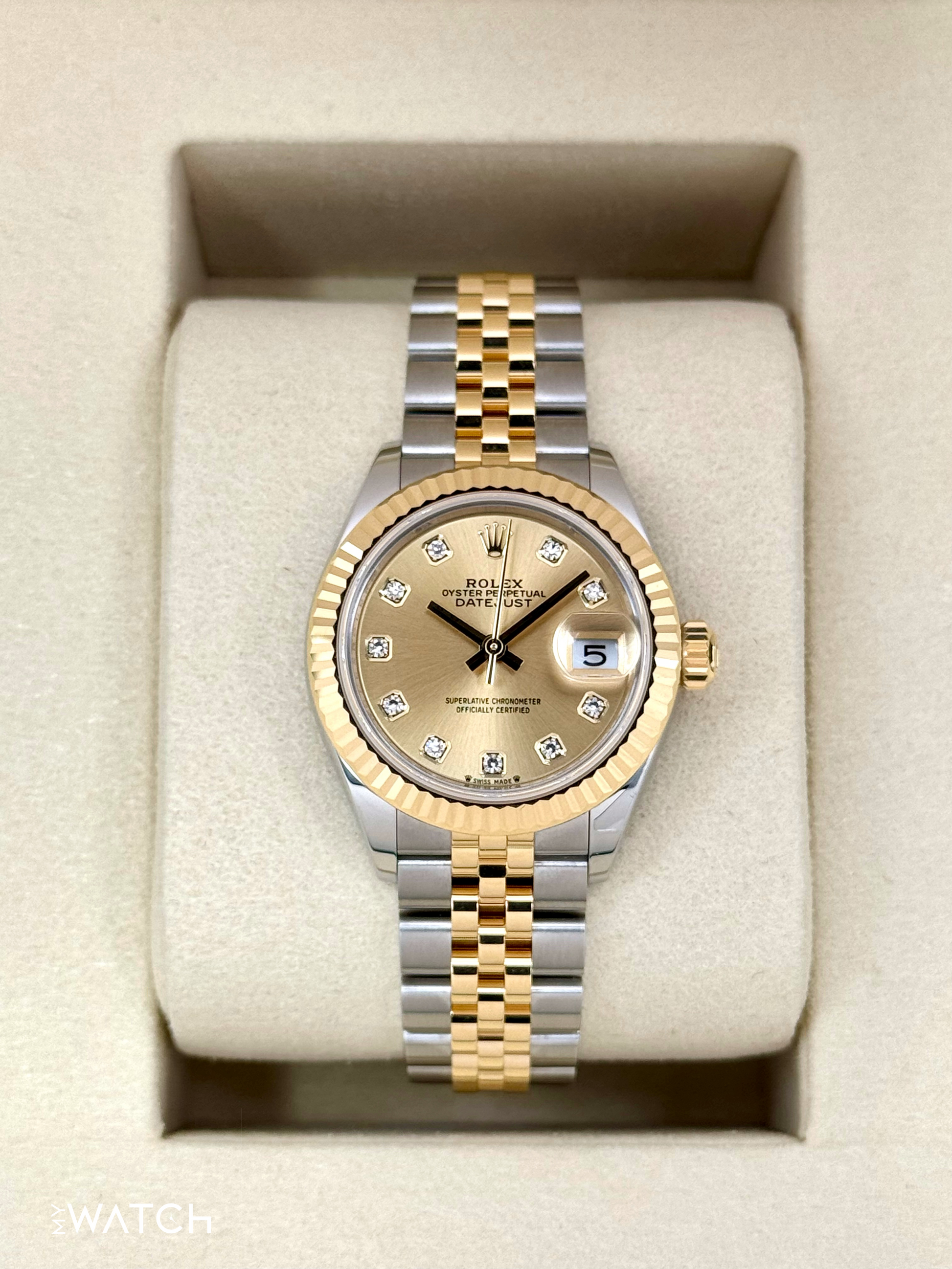 NEW 2025 Rolex Lady Datejust 28mm 279173 Jubilee Champagne Diamond Dial - MyWatchLLC
