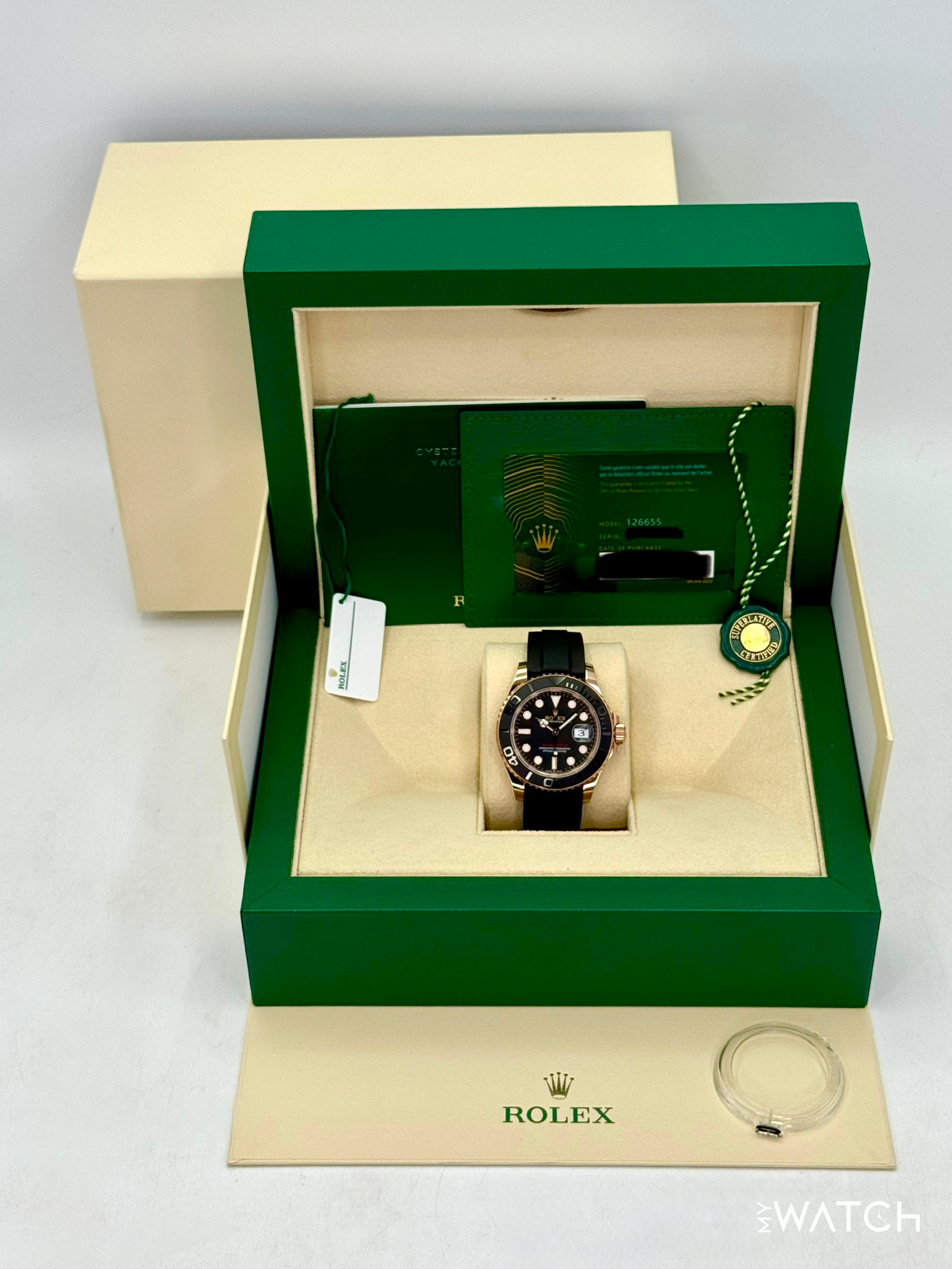 NEW 2024 Rolex Yacht-Master 40mm 126655 Rose Gold Oysterflex Black Dial - MyWatchLLC