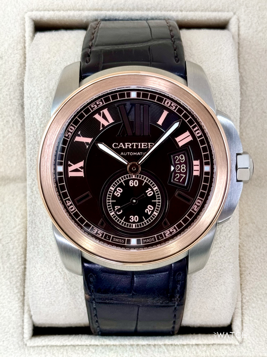2012 Cartier Calibre De Cartier 42mm W7100051 Two-Tone Brown Dial