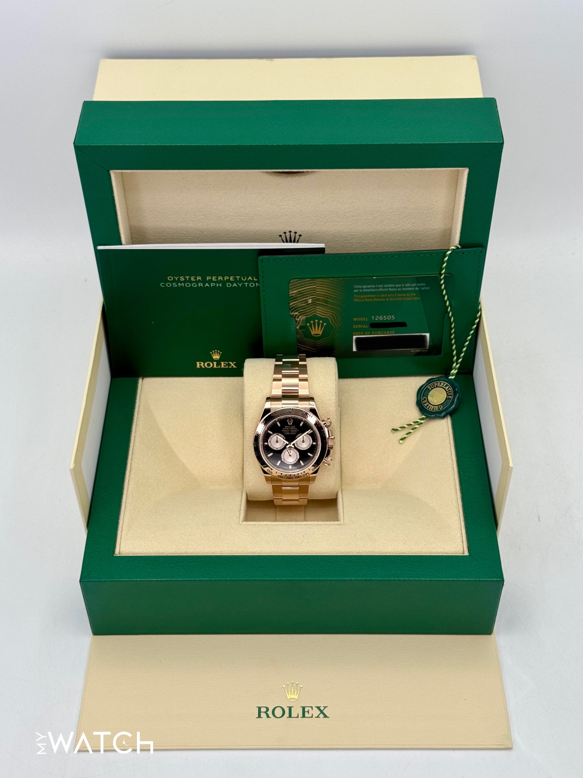 2024 Rolex Daytona 40mm 126505 Rose Gold Black Dial - MyWatchLLC