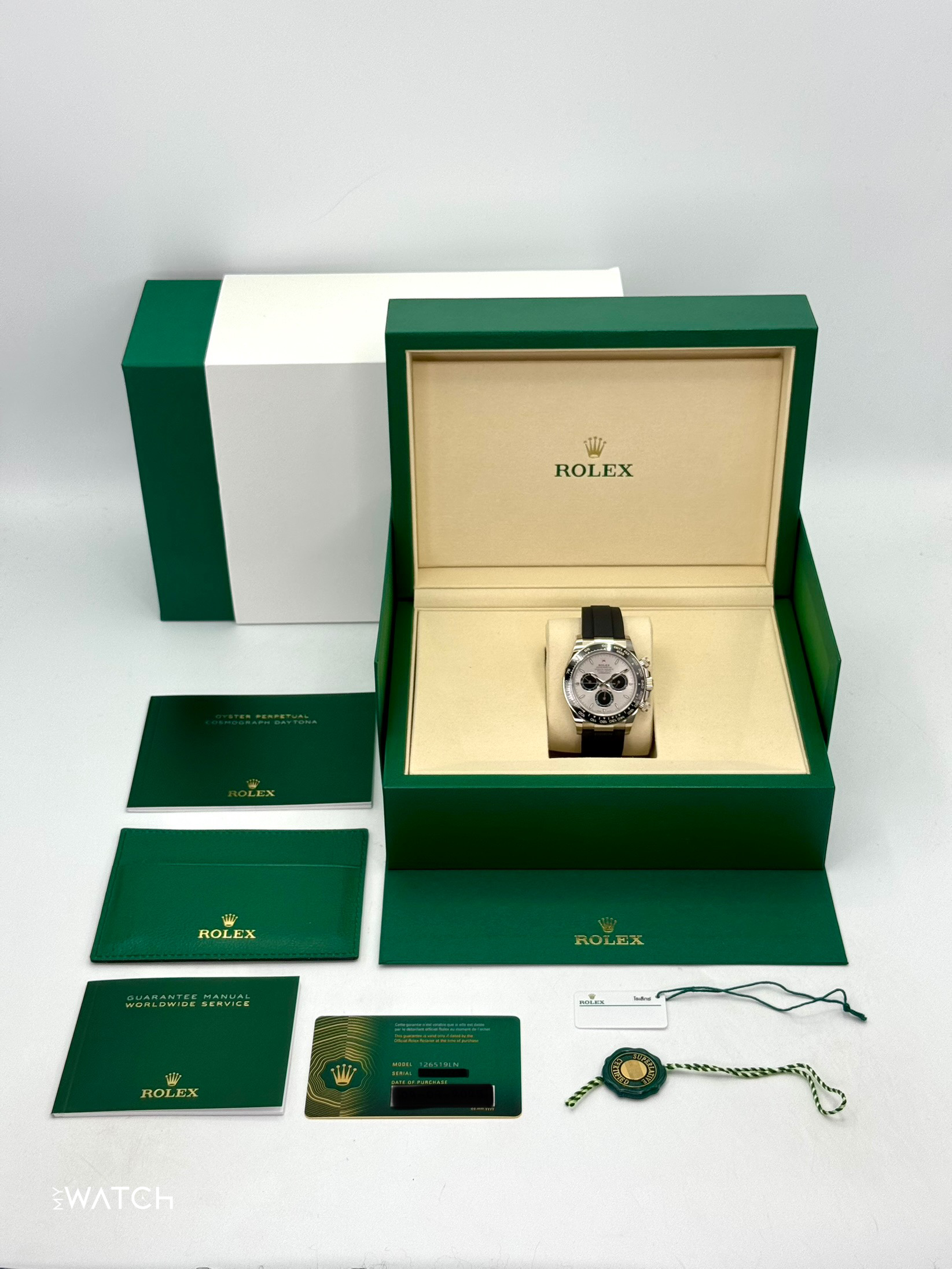 NEW 2025 Rolex Daytona 40mm 126519LN White Gold Oysterflex Silver Ghost Dial - MyWatchLLC