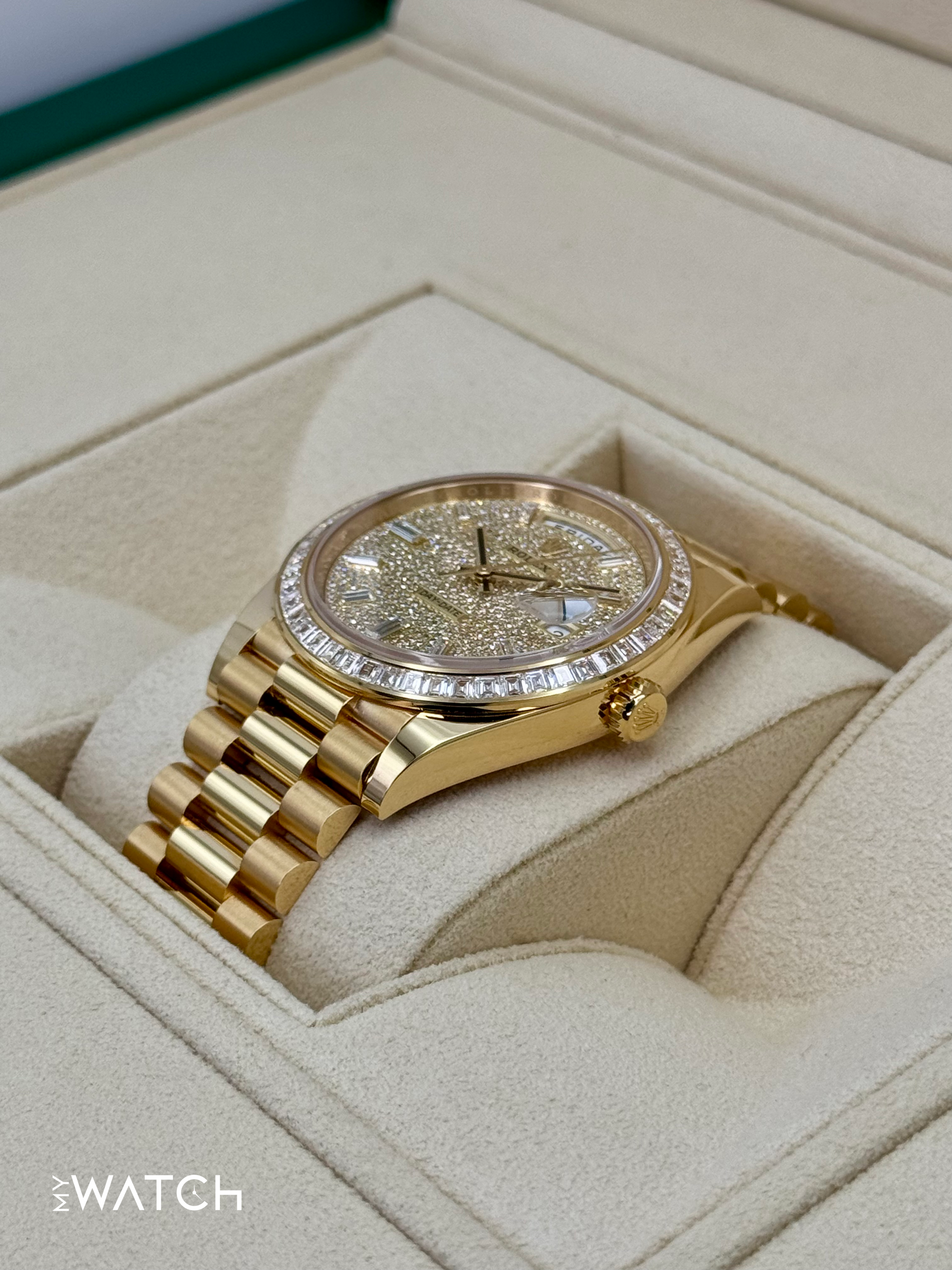NEW 2025 Rolex Day-Date 40mm 228398TBR Diamond Paved Dial - MyWatchLLC