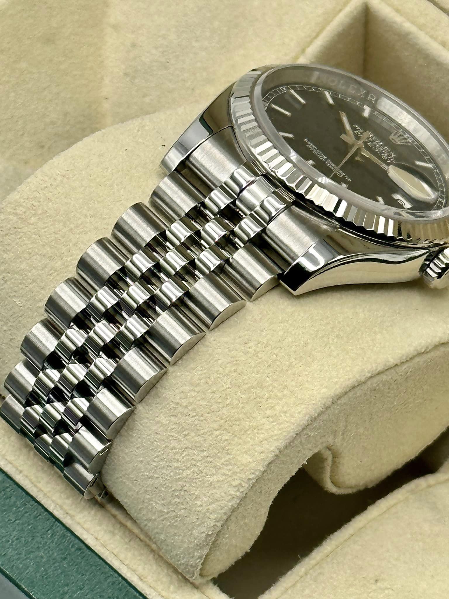 2018 Rolex Datejust 36mm 116234 Jubilee Blue Stick Roulette Date Dial - MyWatchLLC