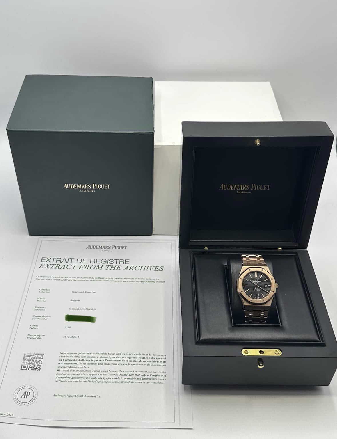 2013 Audemars Piguet Royal Oak 41mm 15400OR Rose Gold Black Dial - MyWatchLLC