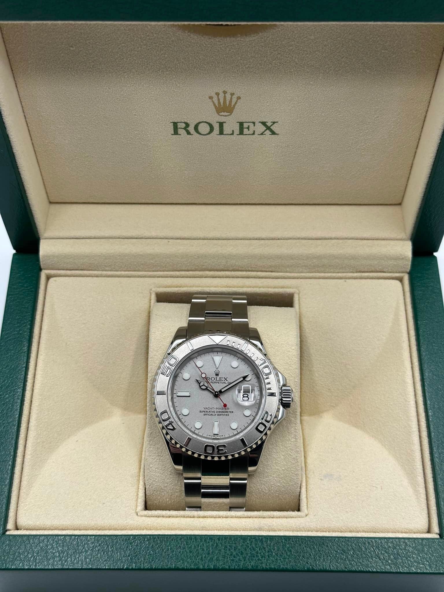 Rolex Yacht-Master 40mm 16622 Platinum Bezel Silver Dial - MyWatchLLC