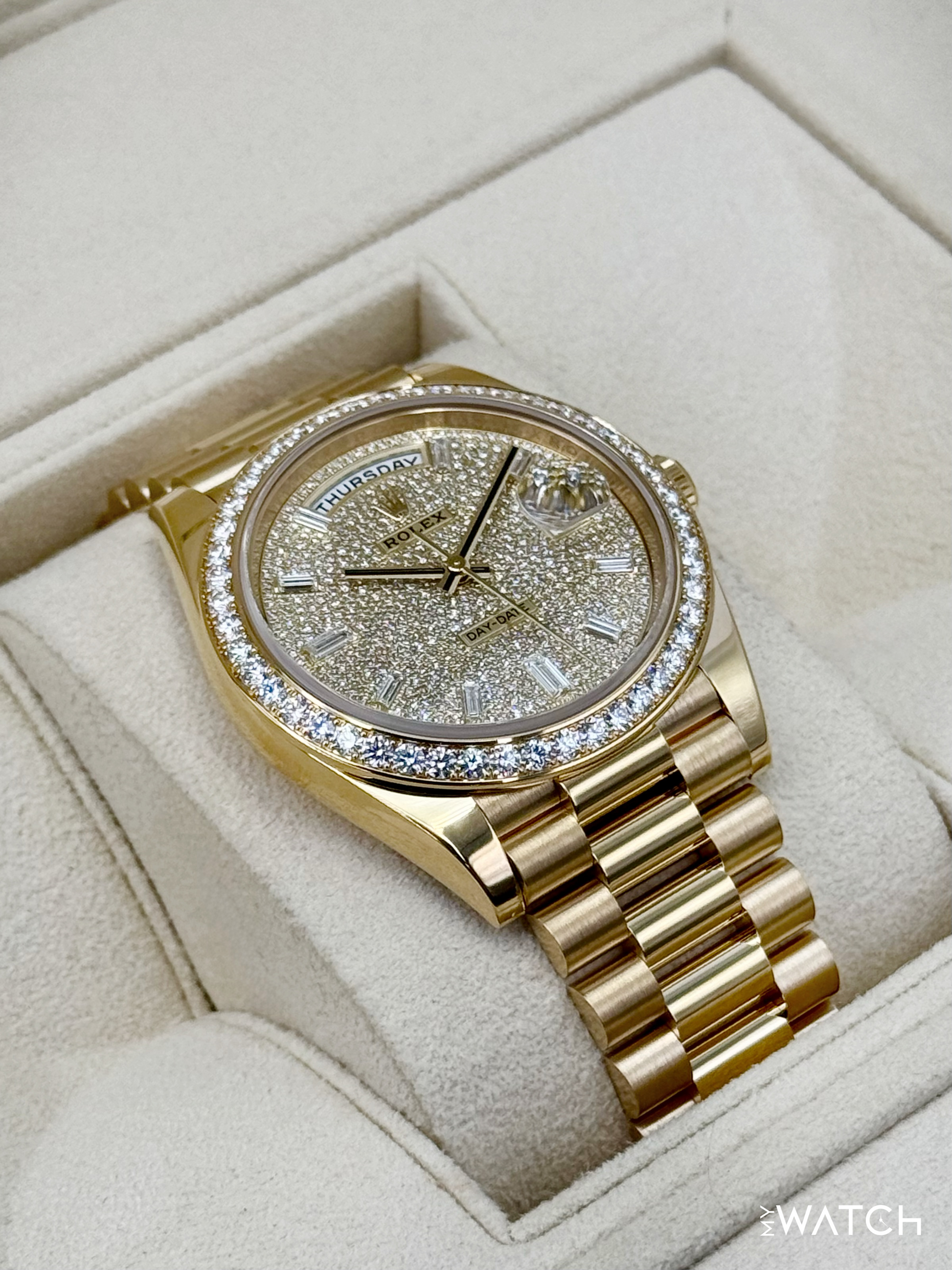 2024 Rolex Day-Date 40mm 228348RBR Diamond Paved Dial - MyWatchLLC