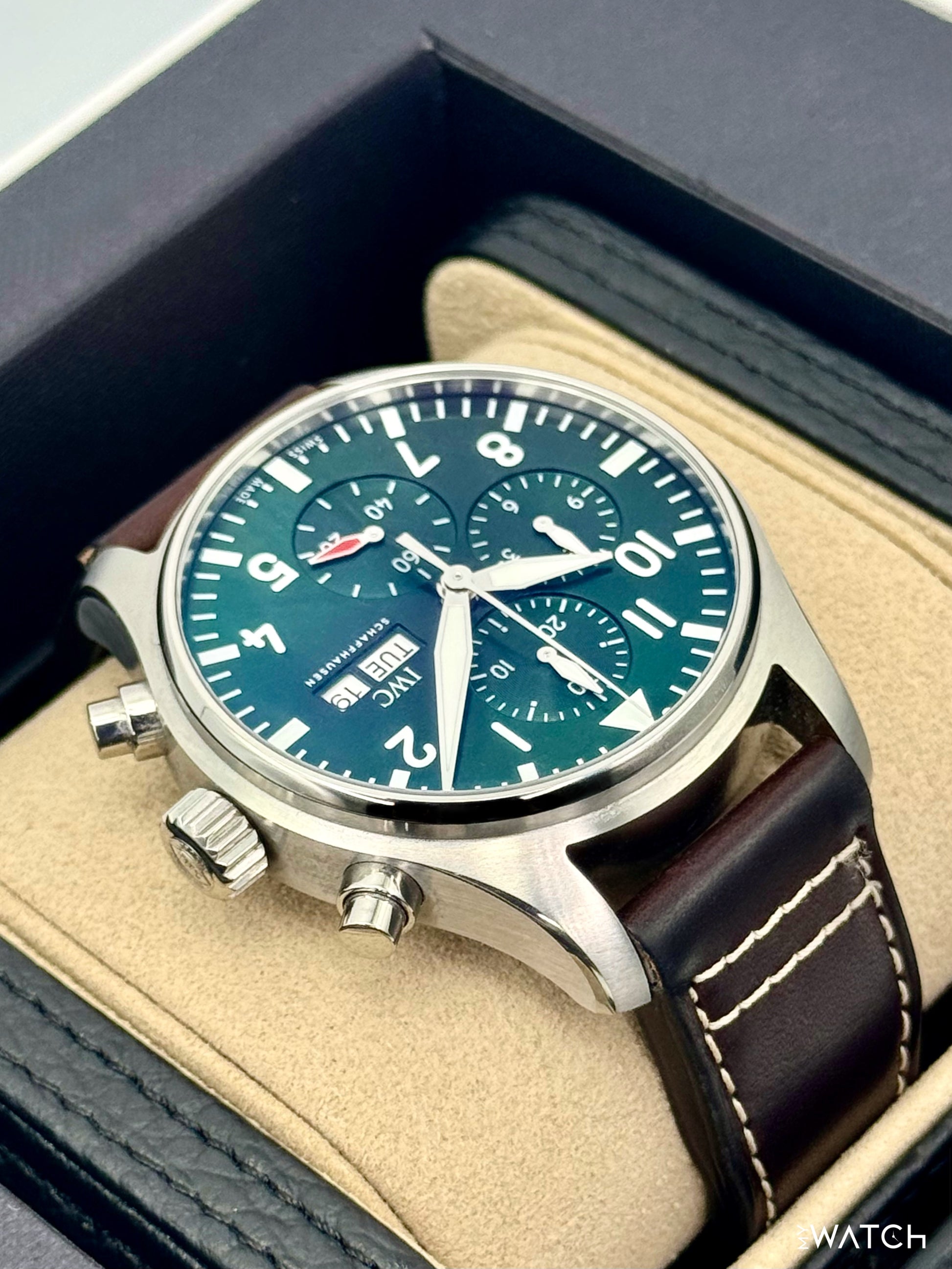 2025 IWC Pilot's Watch Chronograph 43mm IW378005 Steel Green Dial - MyWatchLLC