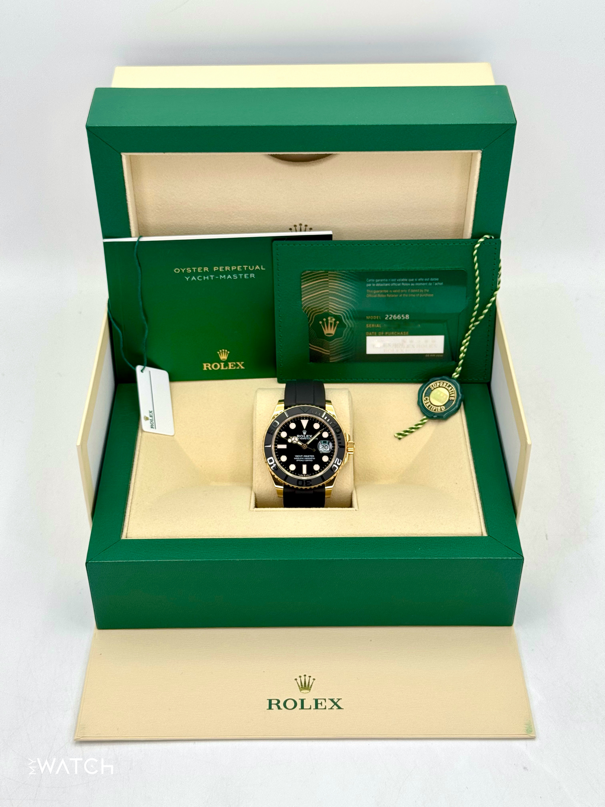 2023 Rolex Yacht-Master 42mm 226658 Gold Oysterflex Black Dial - MyWatchLLC