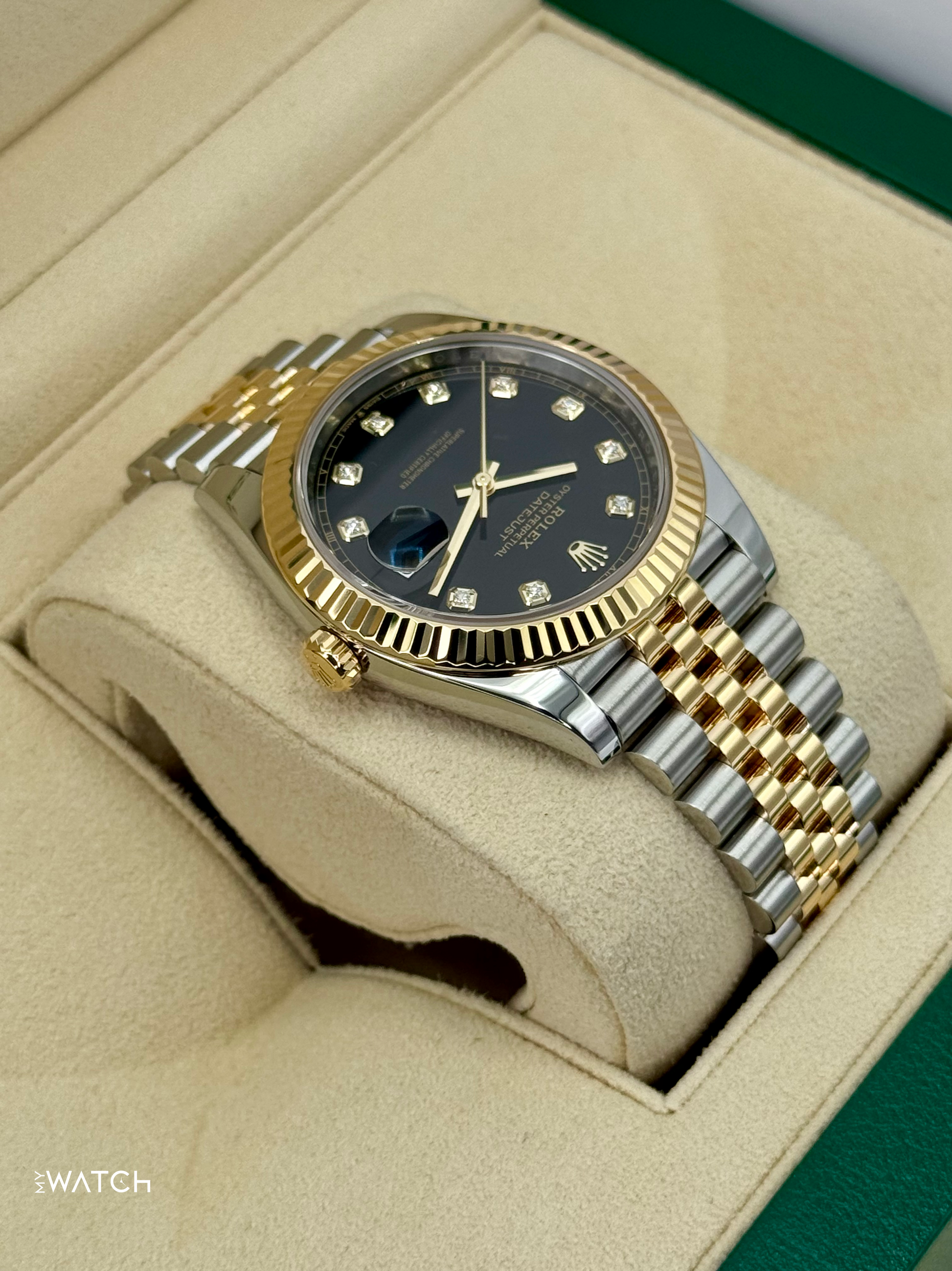 2024 Rolex Datejust 41mm 126333 Two-Tone Jubilee Black Diamond Dial - MyWatchLLC