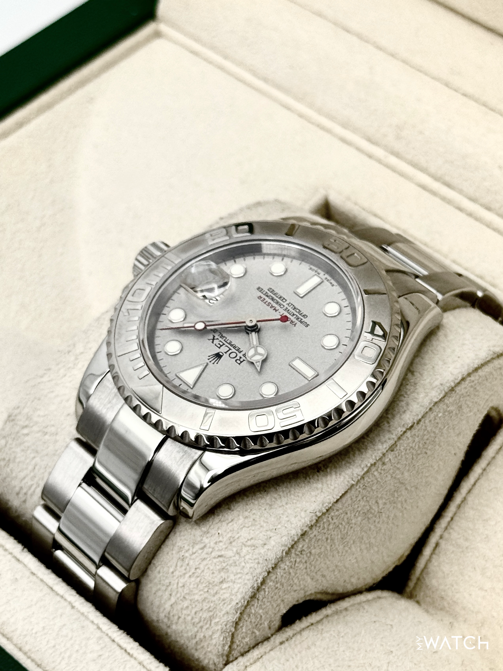 2004 Rolex Yacht-Master 40mm 16622 Stainless Steel Oyster Platinum Bezel and Dial - MyWatchLLC