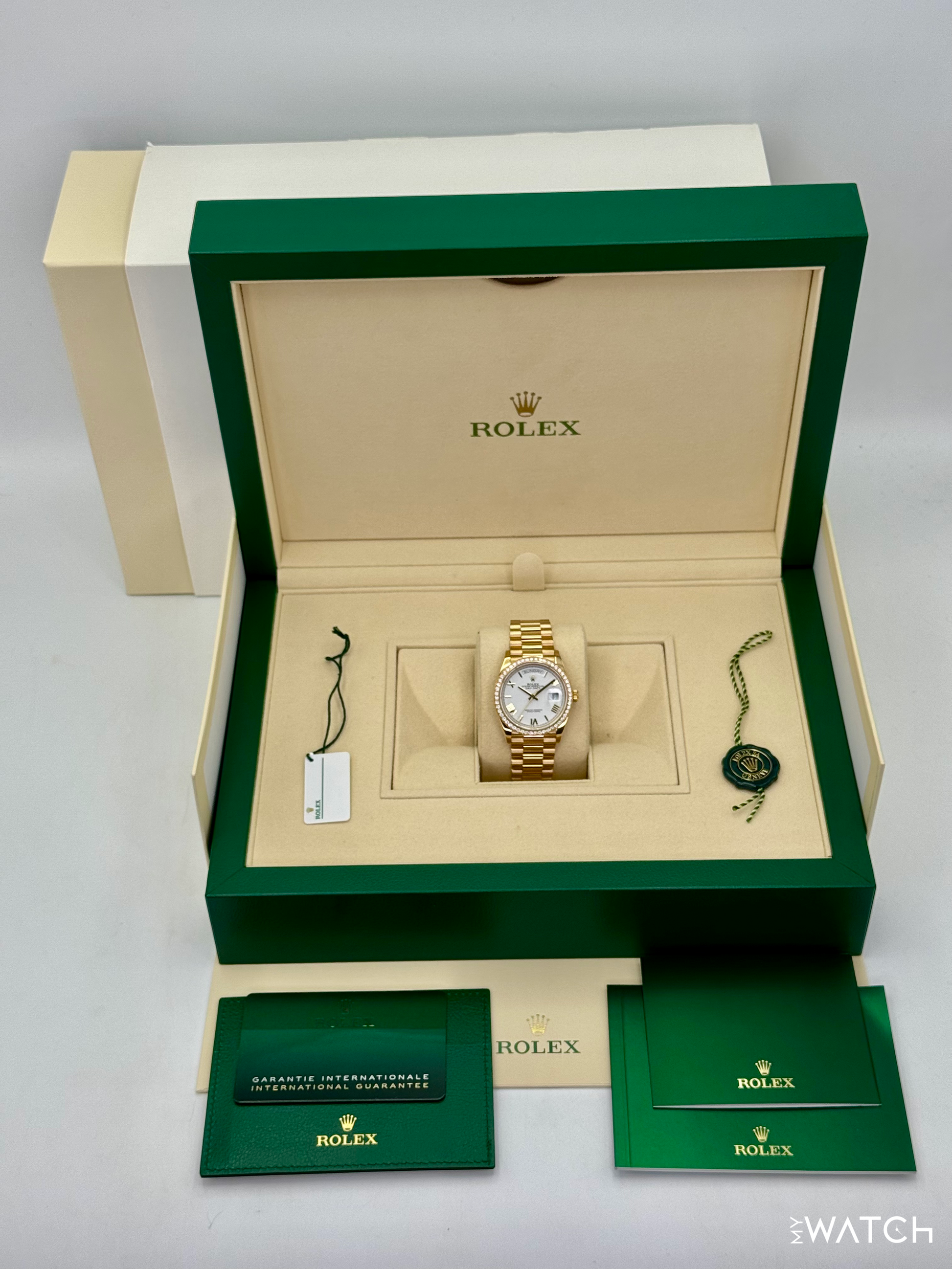 2024 Rolex Day-Date 36mm 128348RBR Presidential Yellow Gold White Dial - MyWatchLLC