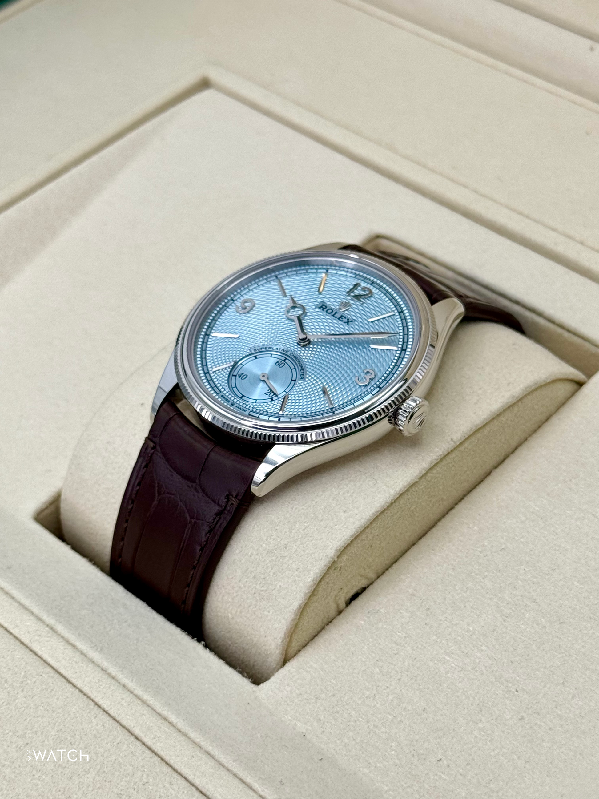 NEW 2025 Rolex 1908 39mm 52506 Platinum Ice Blue Dial - MyWatchLLC