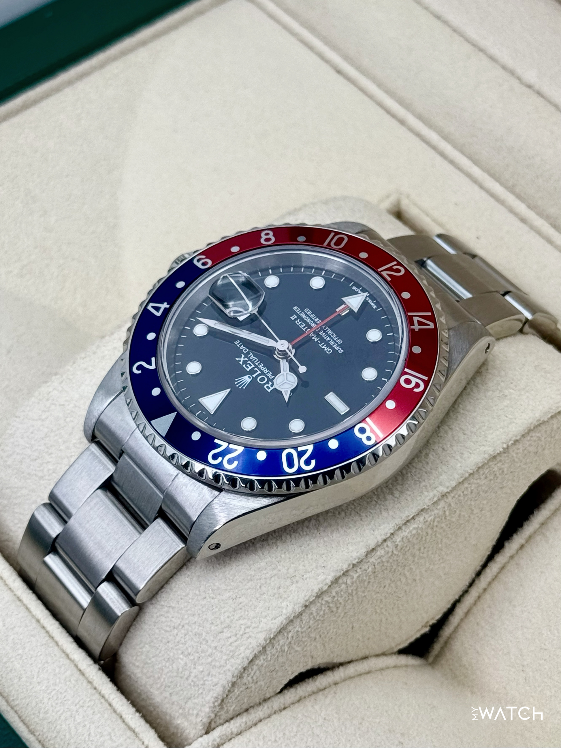 1997 Rolex GMT-Master II "Pepsi" 40mm 16710 Stainless Steel Oyster Black Dial - MyWatchLLC