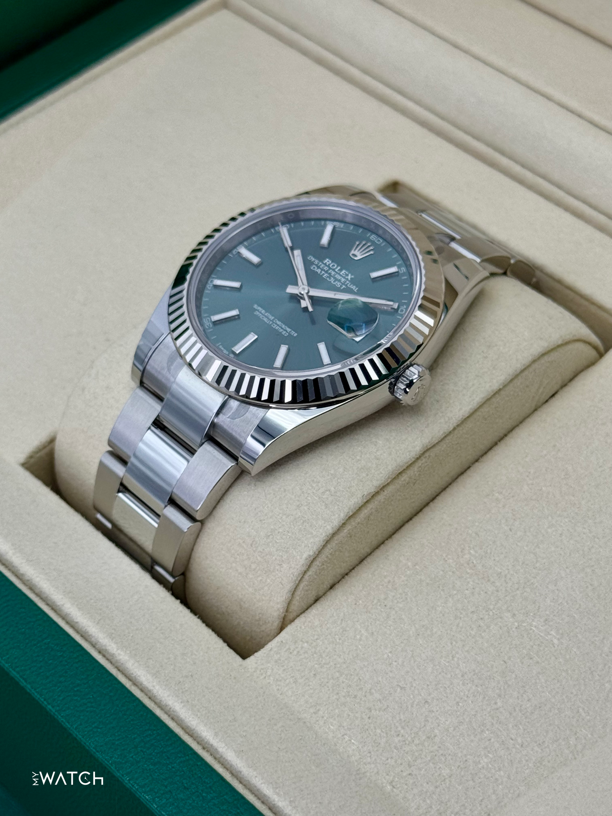NEW 2025 Rolex Datejust 41mm 126334 Oyster Mint Green Dial - MyWatchLLC