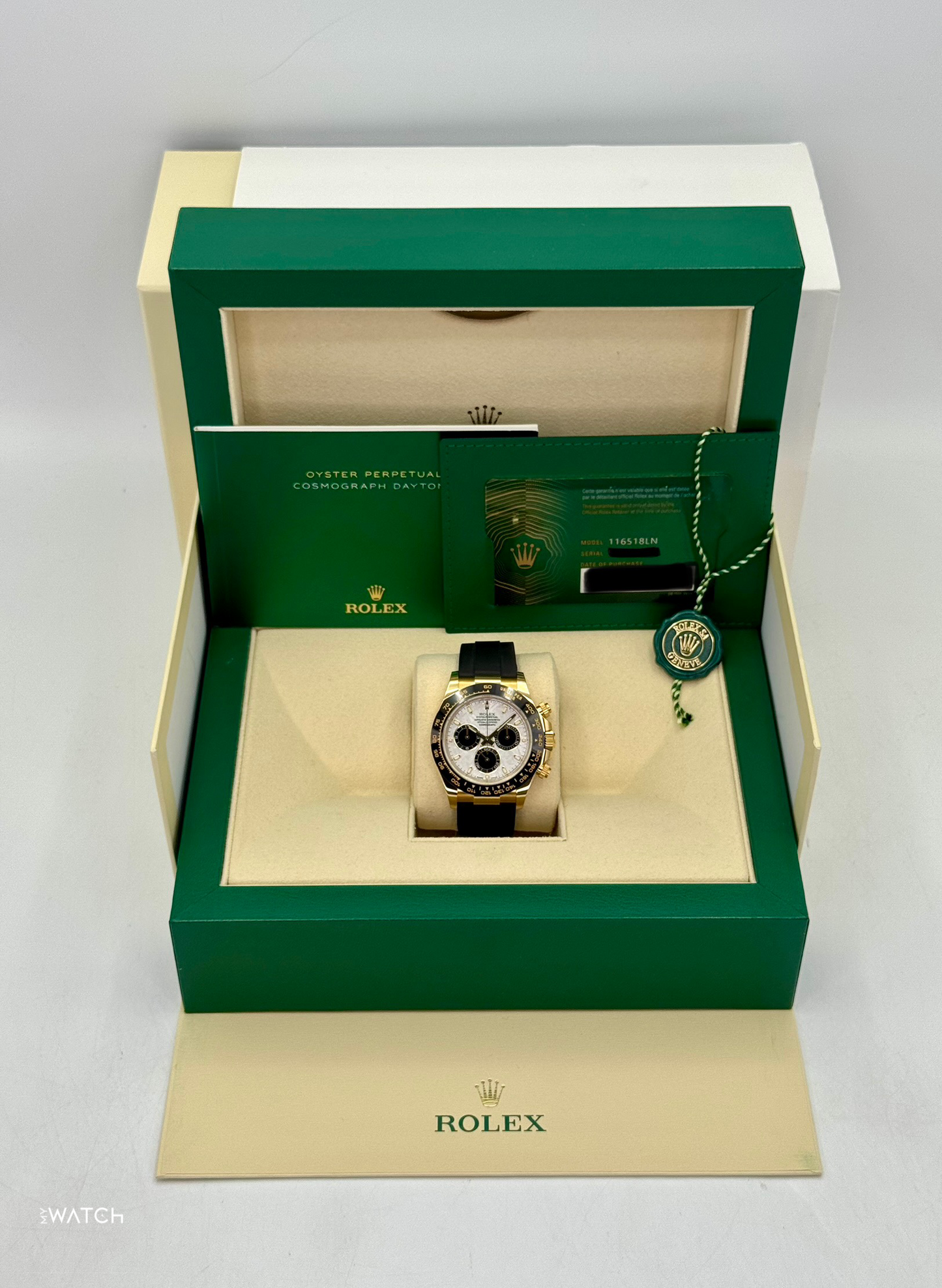 2022 Rolex Daytona 40mm 116518LN Oysterflex Yellow Gold Meteorite Dial - MyWatchLLC