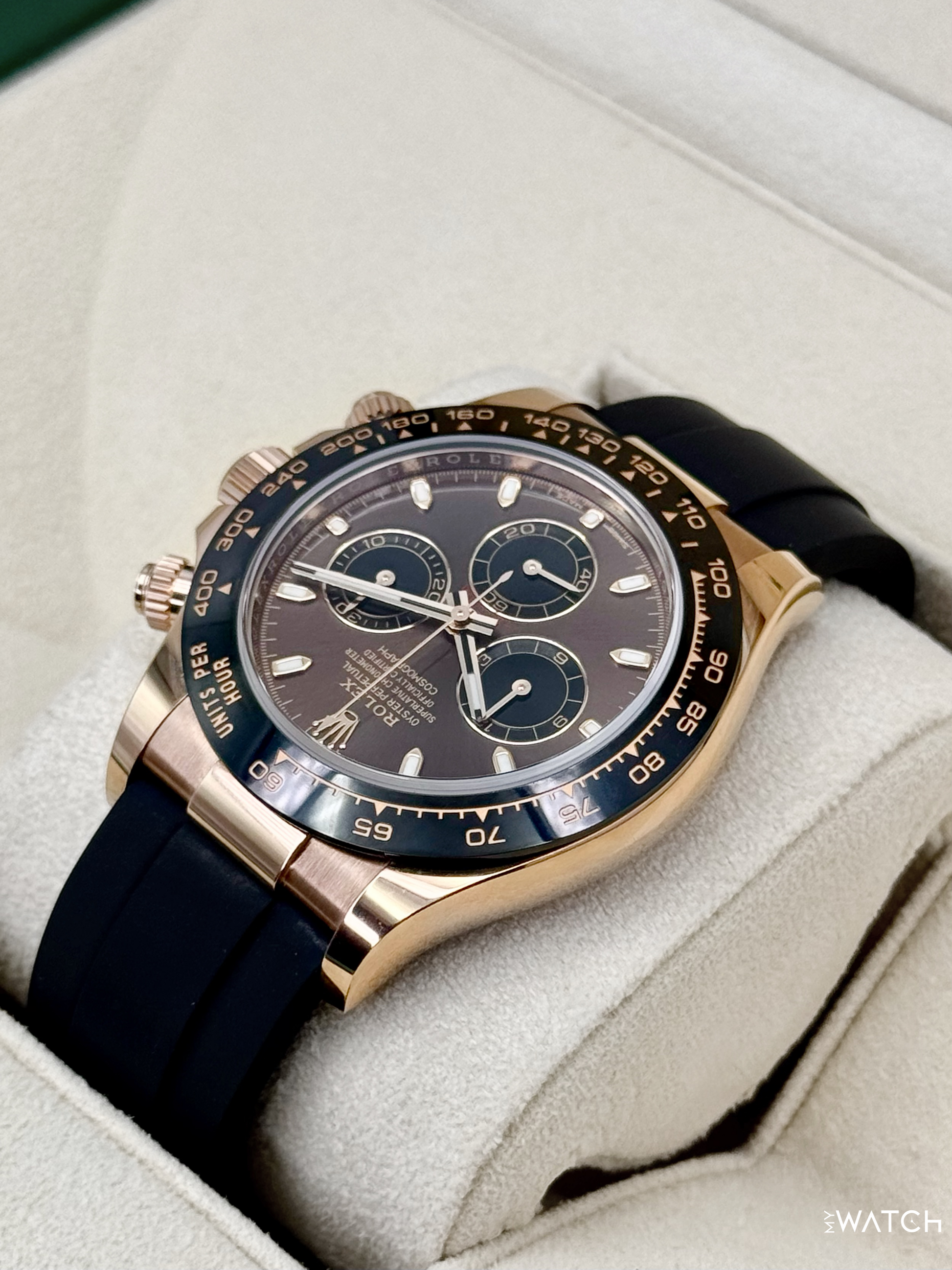 2023 Rolex Daytona 40mm 116515LN Rose Gold Oysterflex Chocolate Dial - MyWatchLLC