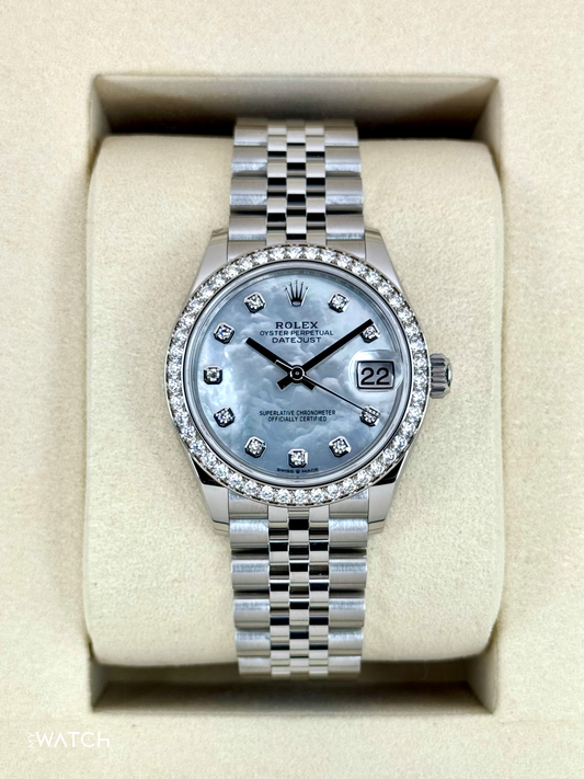 NEW 2025 Rolex Lady Datejust 28mm 278384RBR Jubilee MOP Diamond Dial - MyWatchLLC