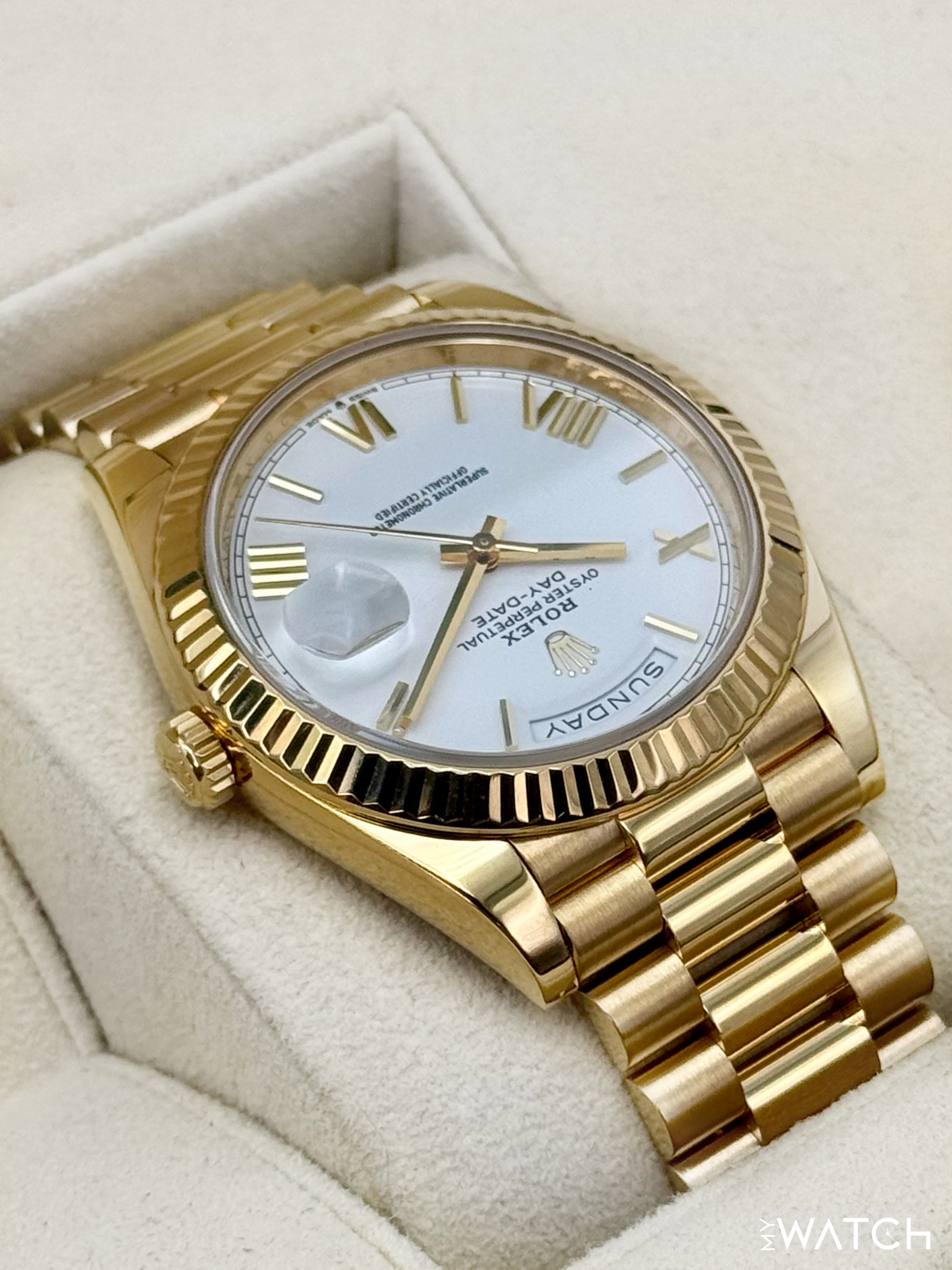 2021 Rolex Day-Date 40mm 228238 Presidential White Dial - MyWatchLLC