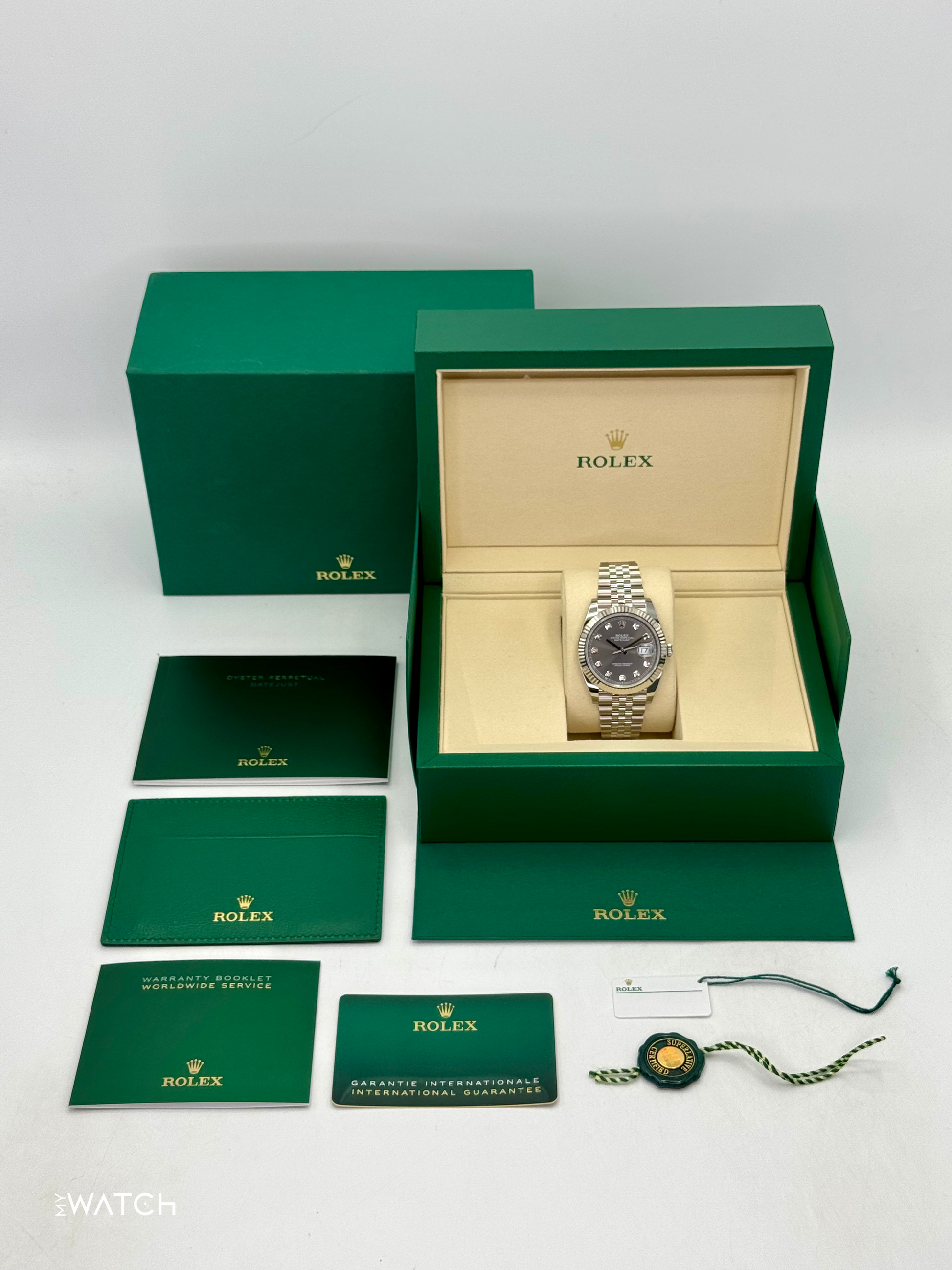NEW 2025 Rolex Datejust 41mm 126334 Stainless Steel Jubilee Rhodium Diamond Dial - MyWatchLLC