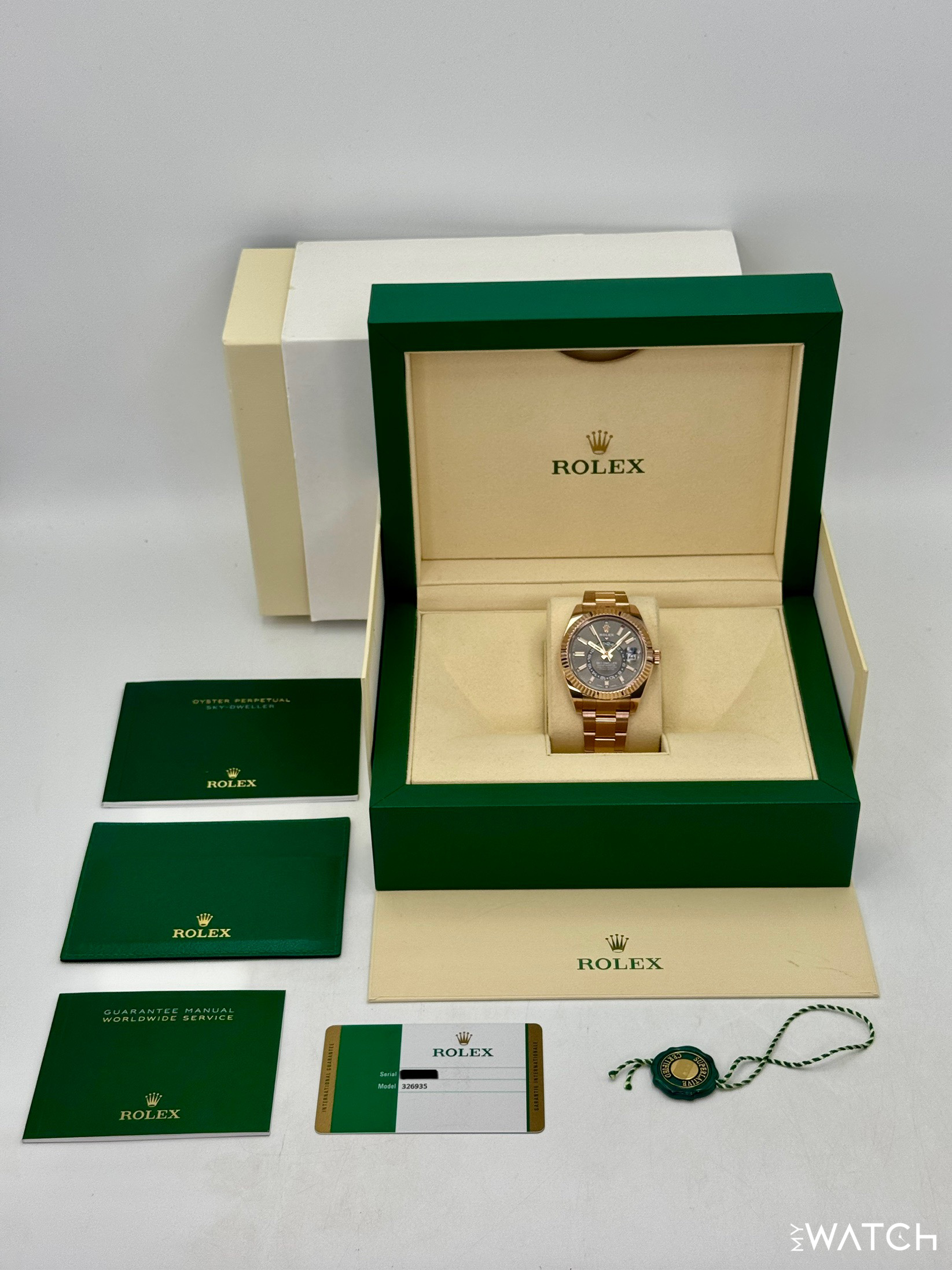 2019 Rolex Sky-Dweller 42mm 326935 Rose Gold Oyster Rhodium Dial - MyWatchLLC