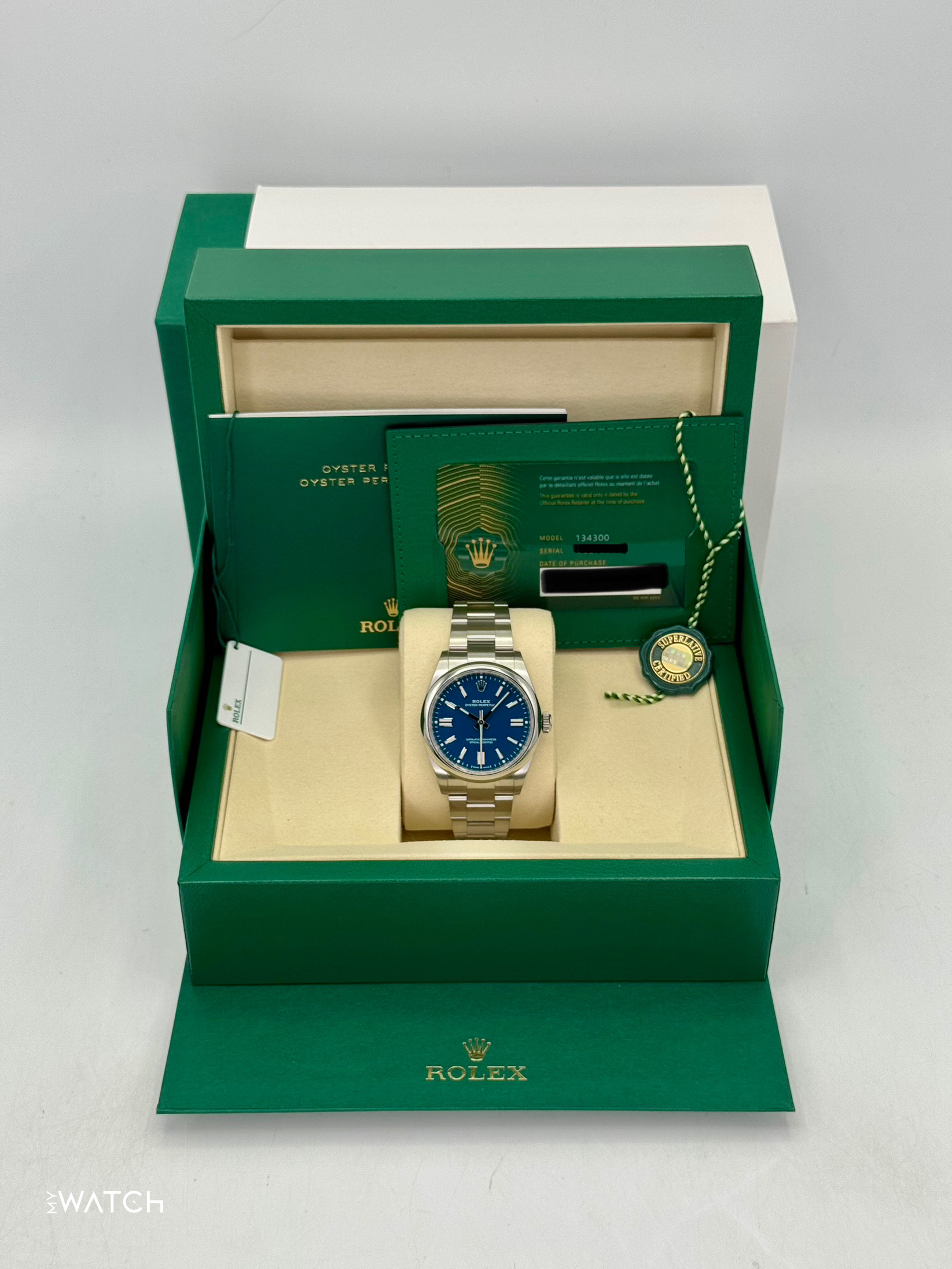 2025 Rolex Oyster Perpetual 41mm 134300 Med Blue Dial - MyWatchLLC