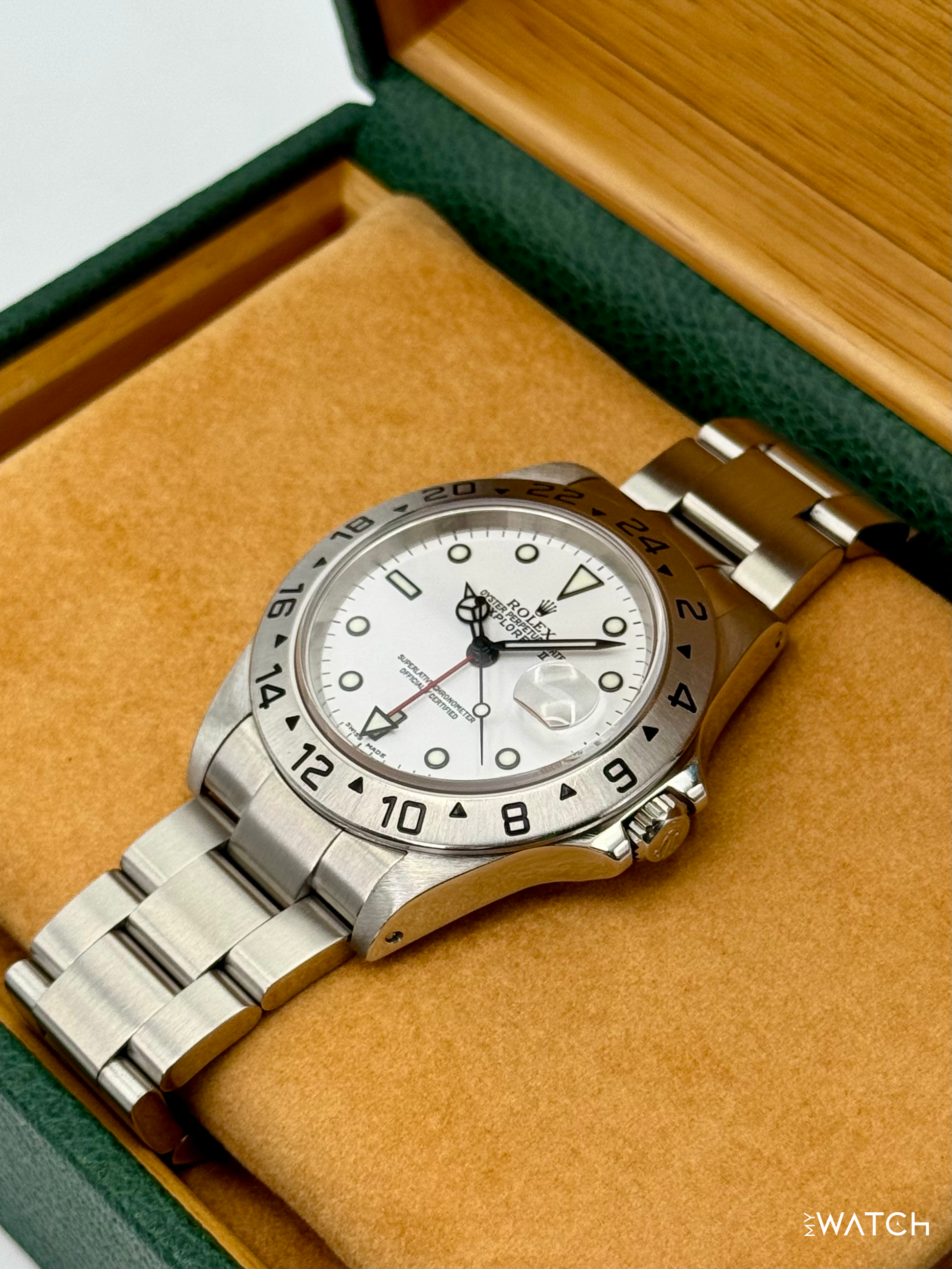 2002 Rolex Explorer II 40mm 16570 Stainless Steel Polar White Dial - MyWatchLLC