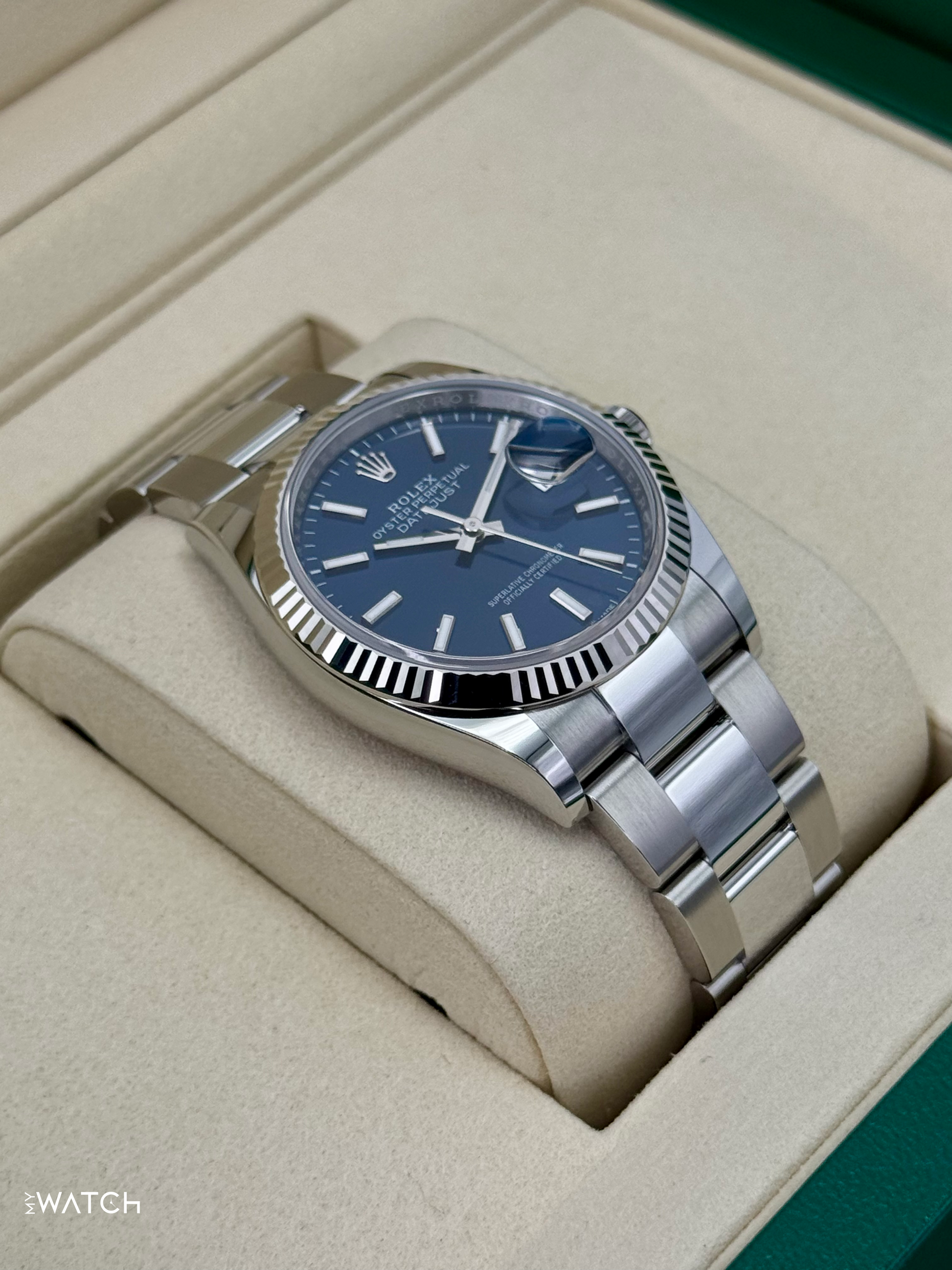 NEW 2025 Rolex Datejust 36mm 126234 Stainless Steel Oyster Blue Dial - MyWatchLLC