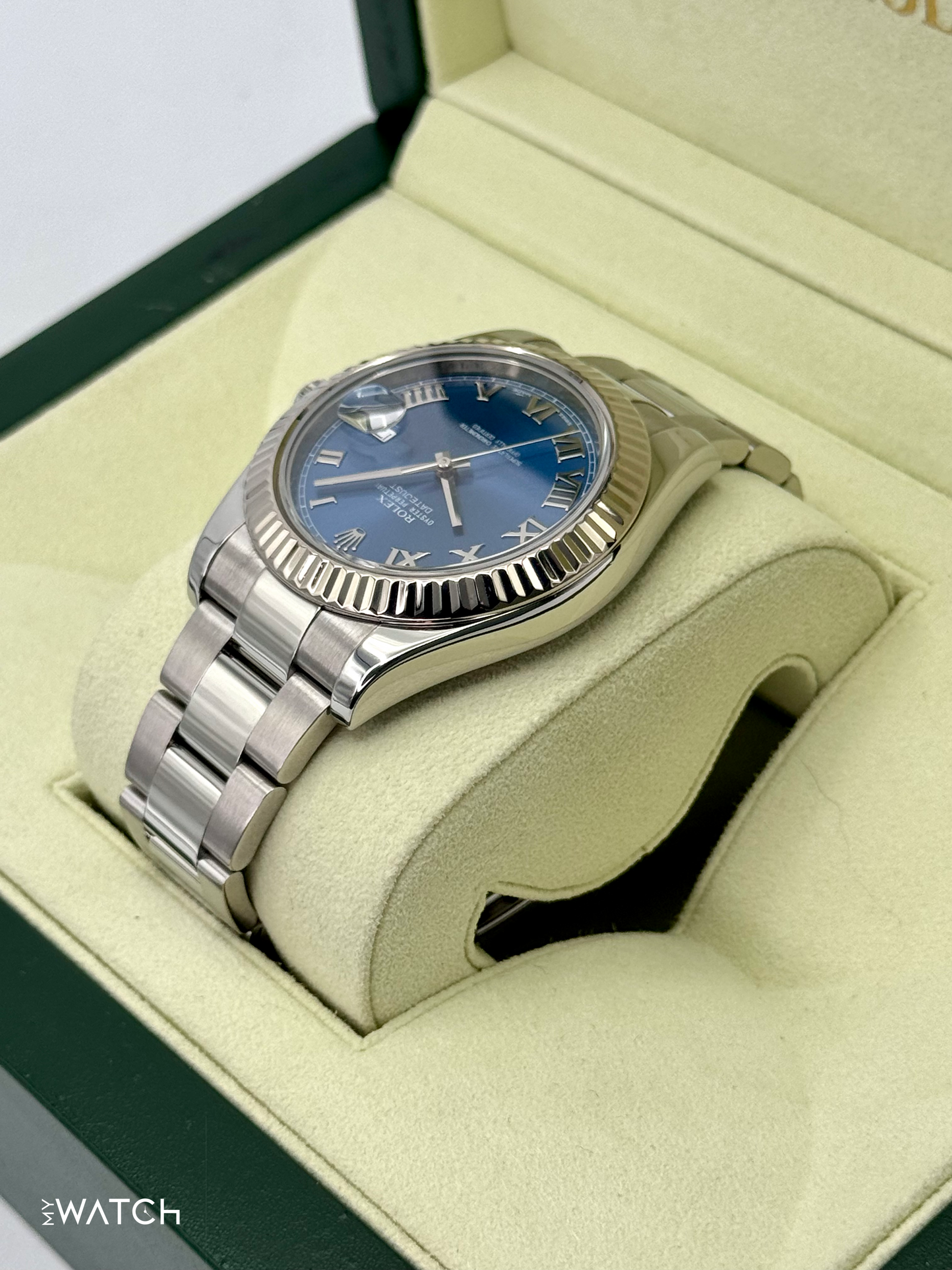 2010 Rolex Datejust II 41mm 116334 Stainless Steel Oyster Blue Dial - MyWatchLLC