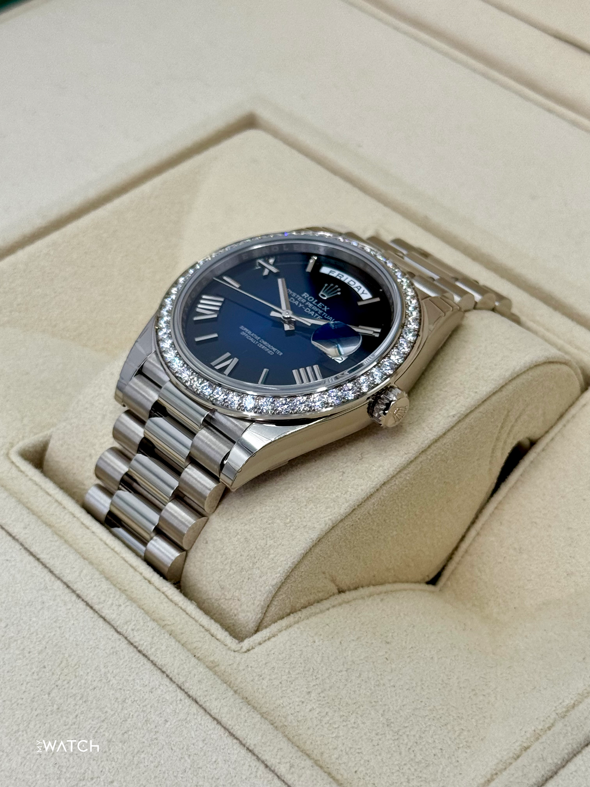 NEW 2025 Rolex Day-Date 40mm 228349RBR Presidential Blue Ombre Dial - MyWatchLLC