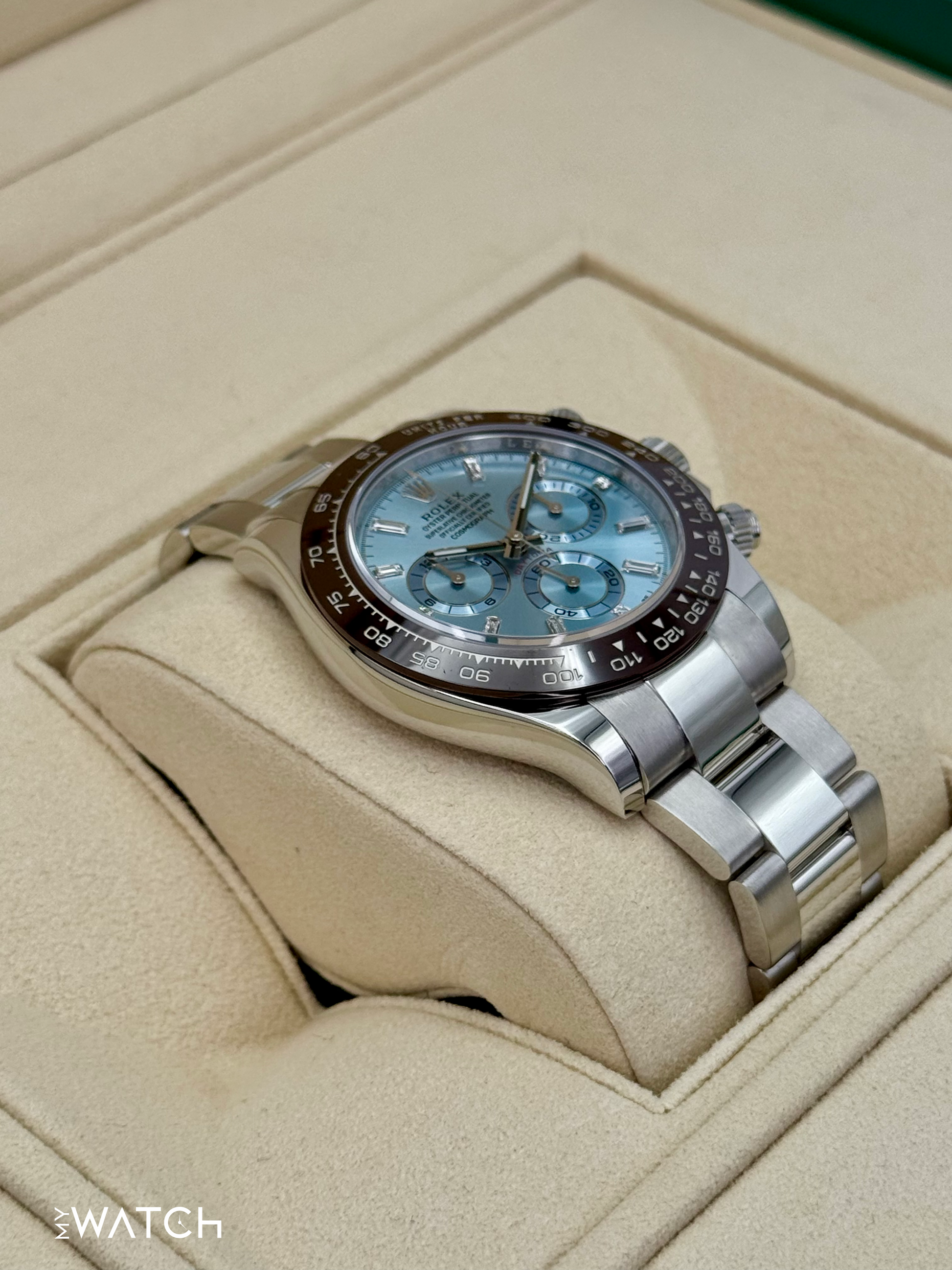 2022 Rolex Daytona 40mm 116506 Platinum Ice Blue Diamond Baguette Dial - MyWatchLLC