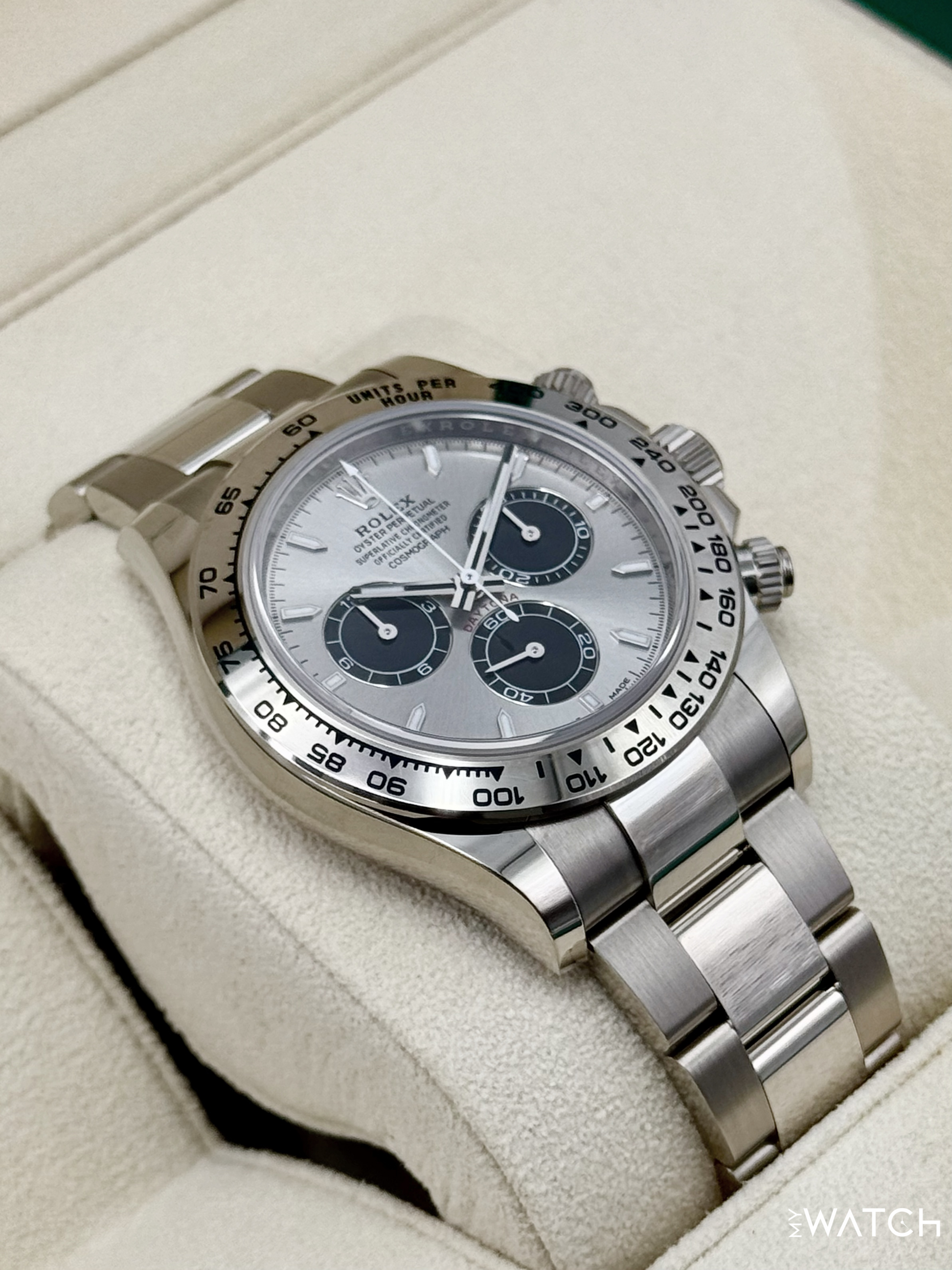 2025 Rolex Daytona 40mm 126509 White Gold Silver Ghost Dial - MyWatchLLC