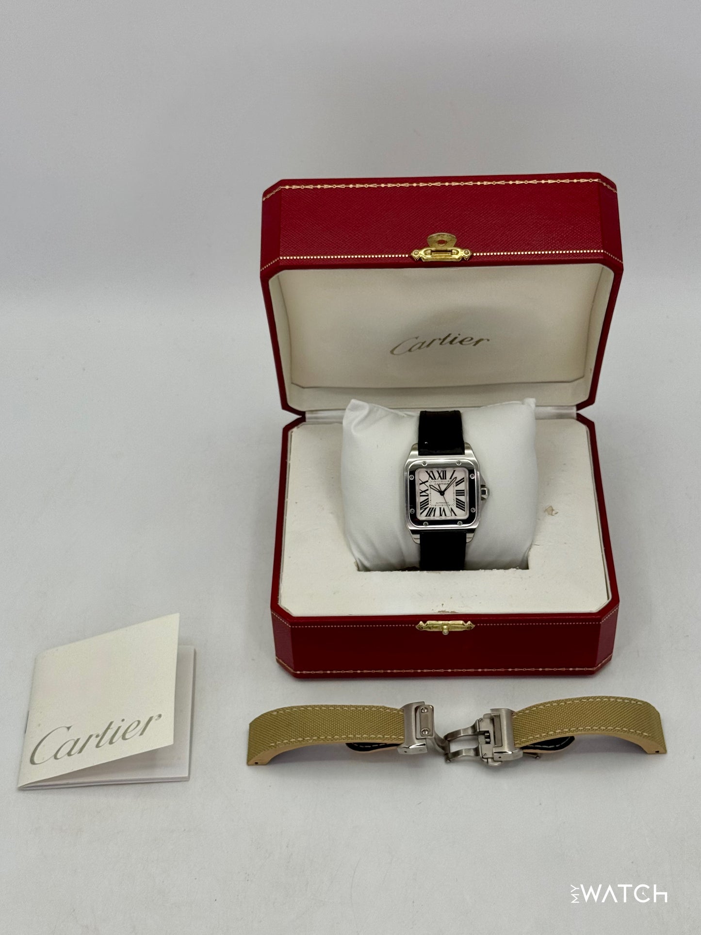 Cartier Santos 100 33mm 2878 Stainless Steel White Dial - MyWatchLLC