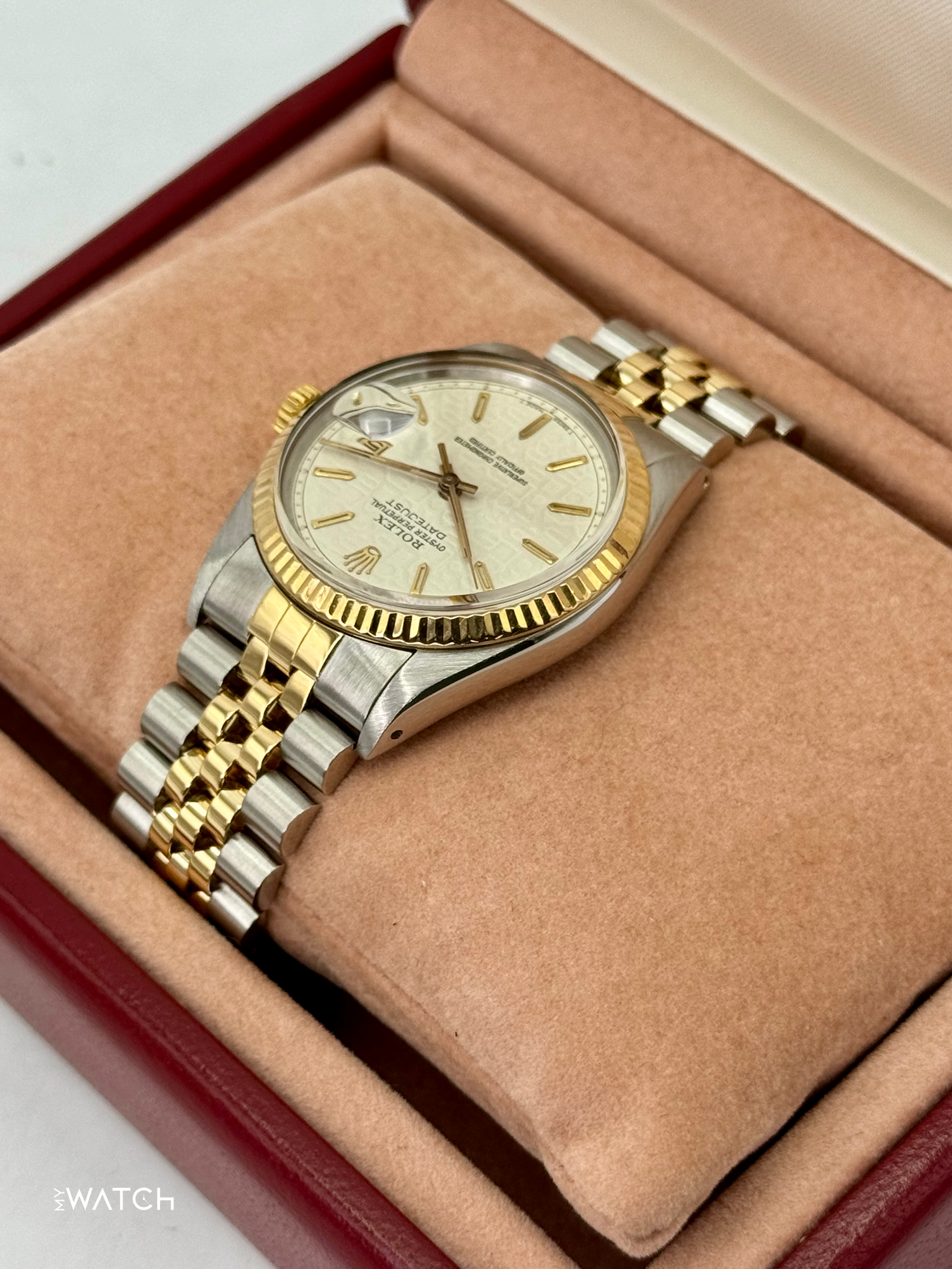 1987 Rolex Datejust 36mm 16013 Two-Tone Jubilee Ivory Anniversary Dial - MyWatchLLC