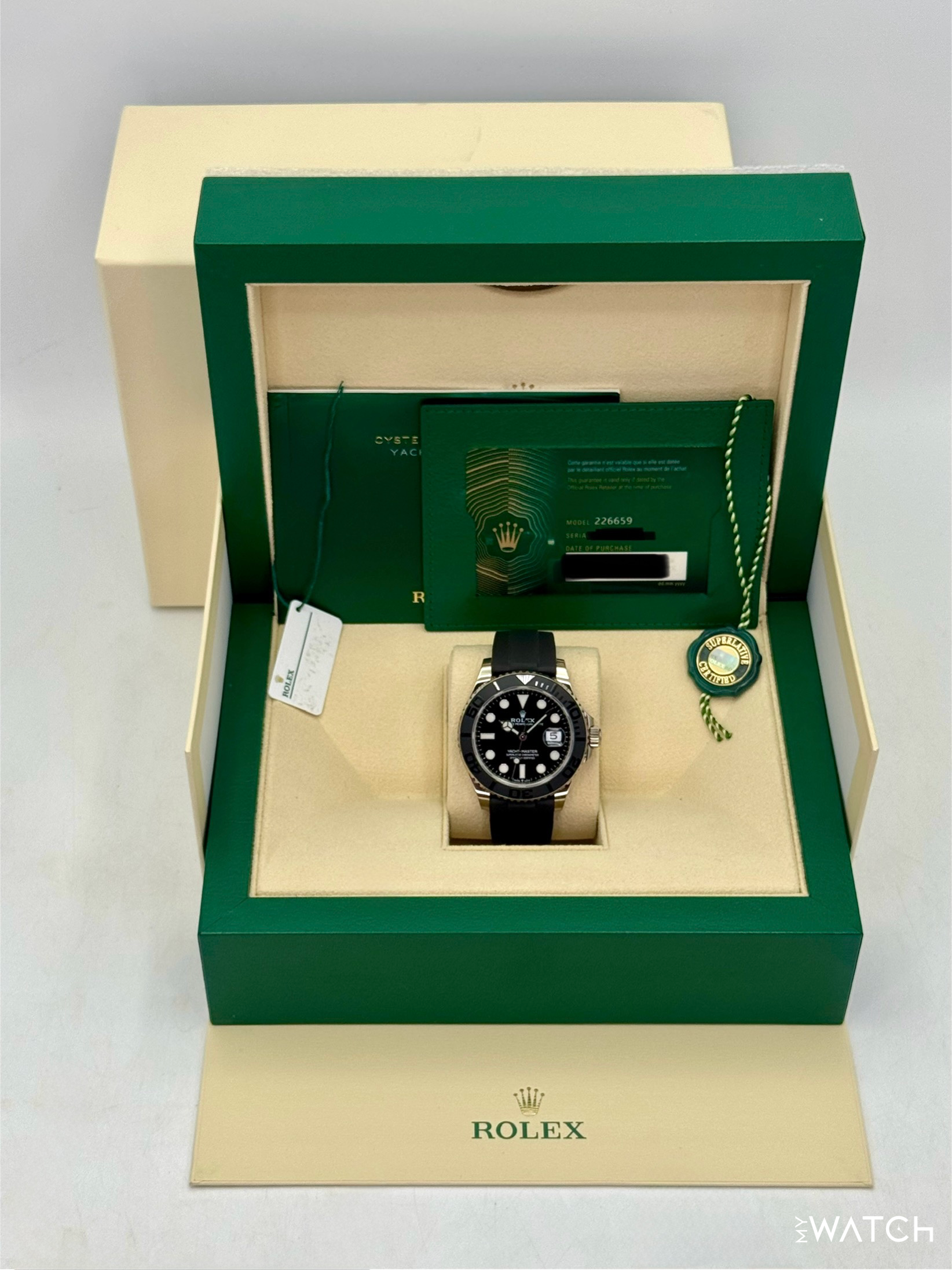 2024 Rolex Yacht-Master 42mm 226659 White Gold Oysterflex Black Dial - MyWatchLLC