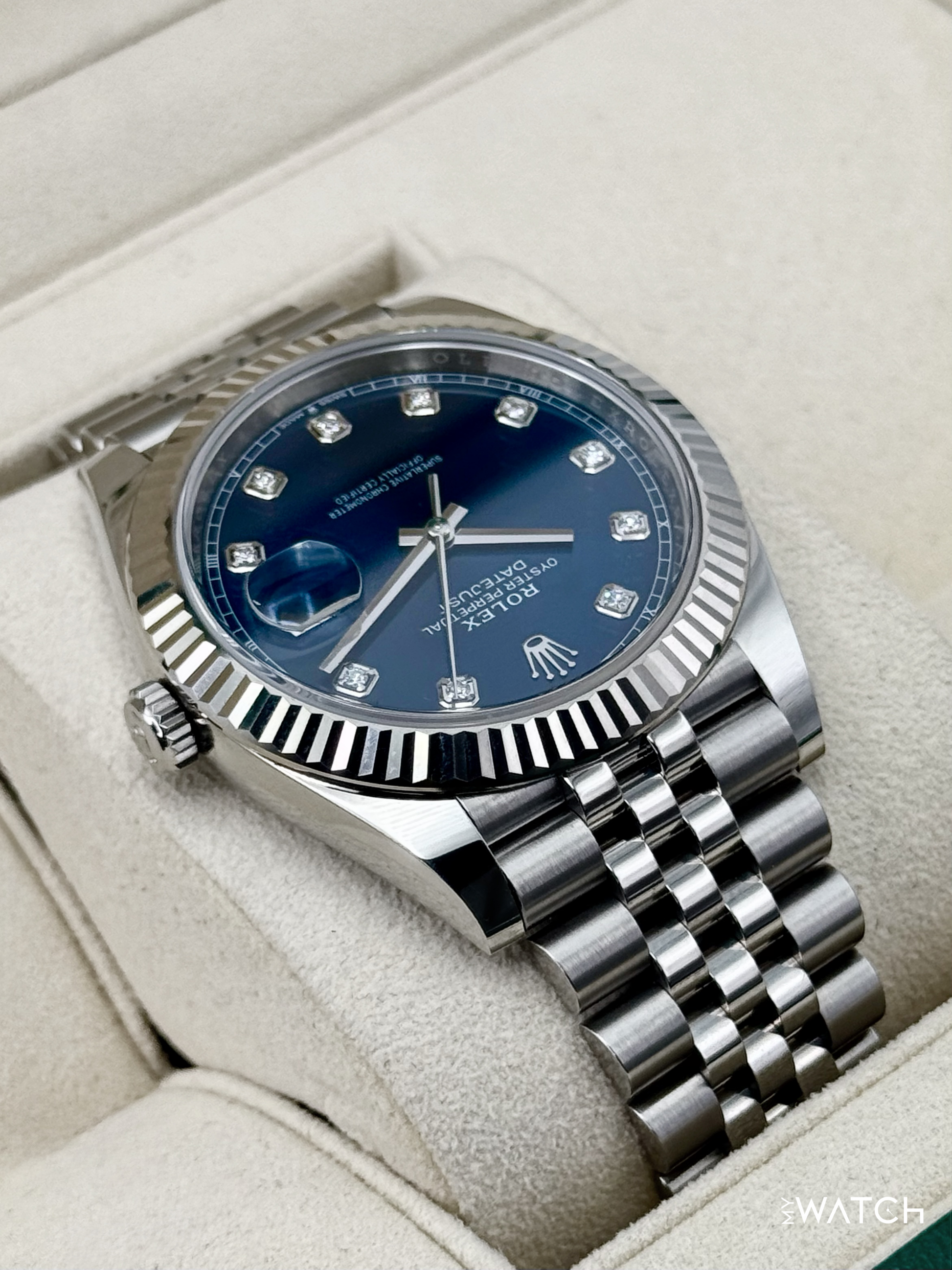 2020 Rolex Datejust 41mm 126334 Stainless Steel Jubilee Blue Diamond Dial - MyWatchLLC