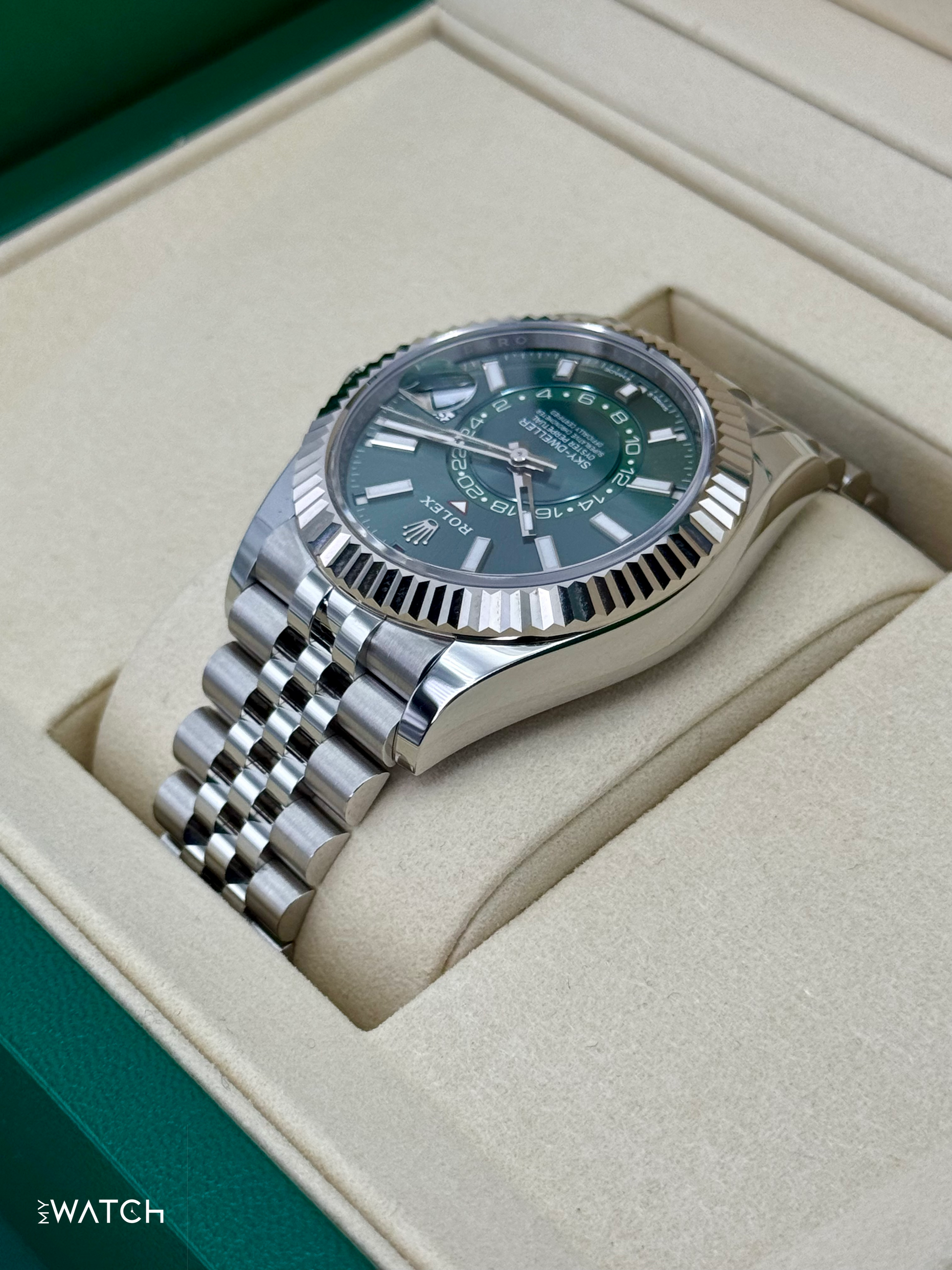 NEW 2025 Rolex Sky-Dweller 42mm 336934 Jubilee Green Dial - MyWatchLLC