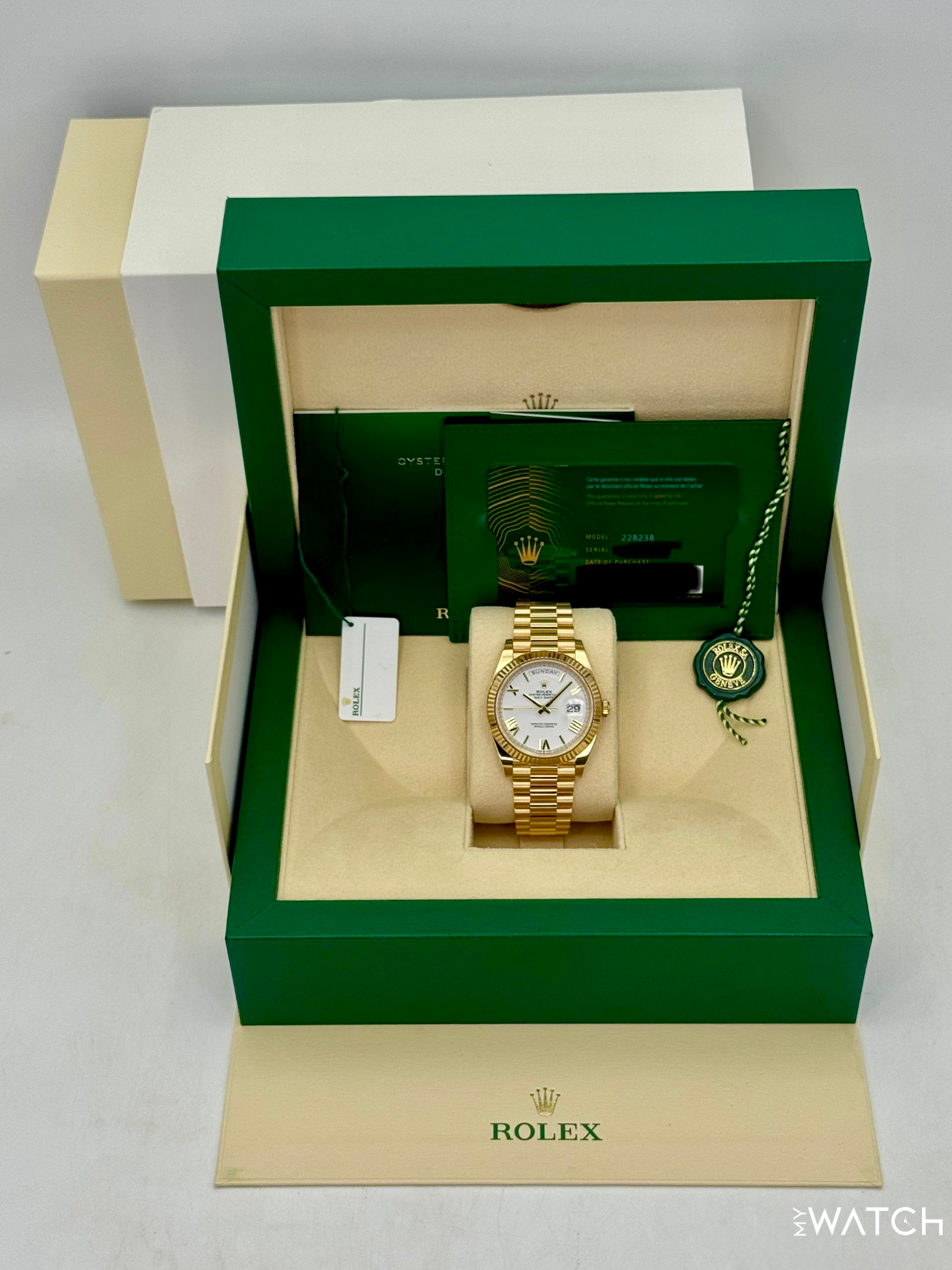 NEW 2025 Rolex Day-Date 40mm 228238 Presidential White Dial - MyWatchLLC