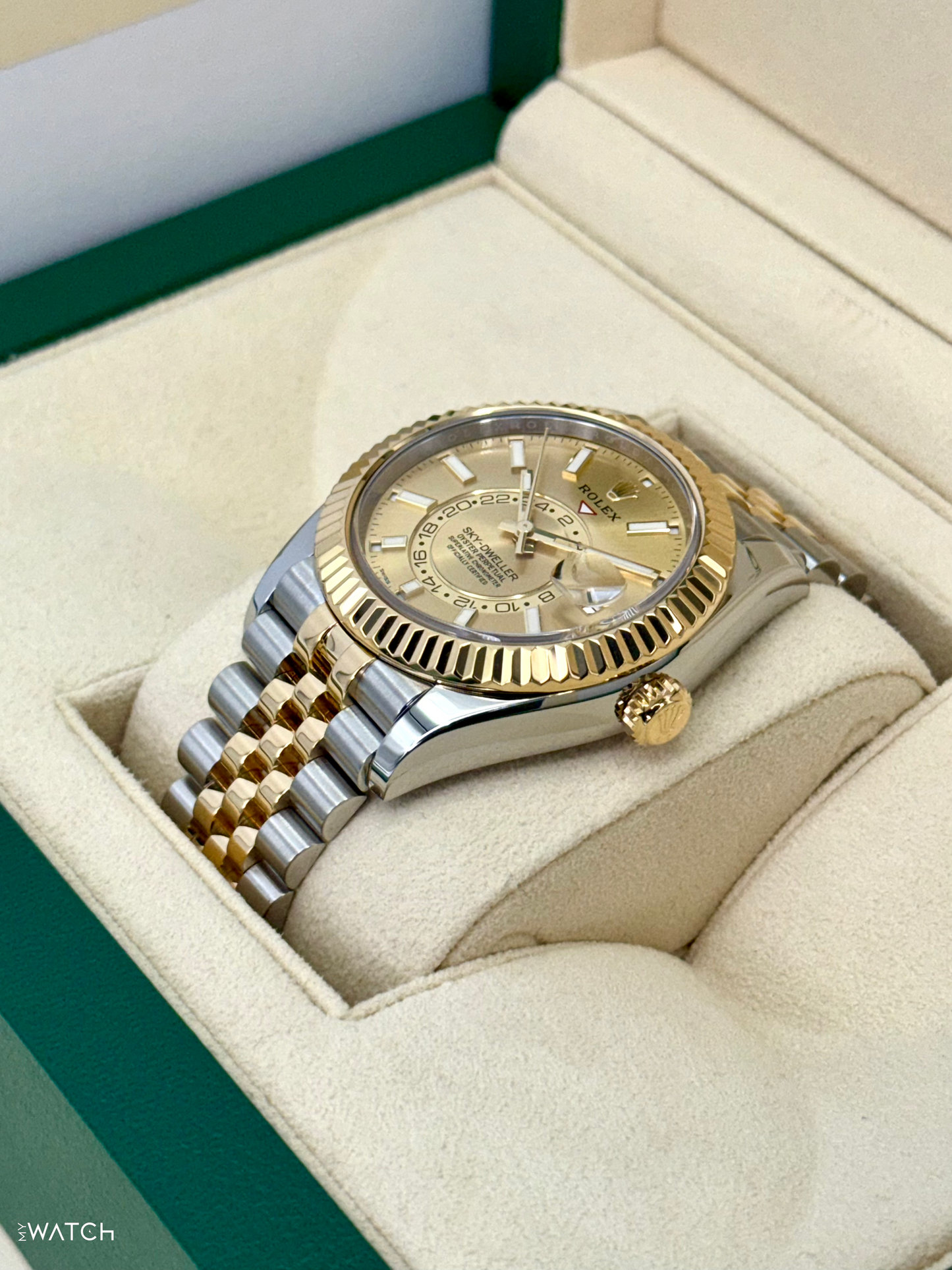 2022 Rolex Sky-Dweller 42mm 326933 Two-Tone Jubilee Champagne Dial