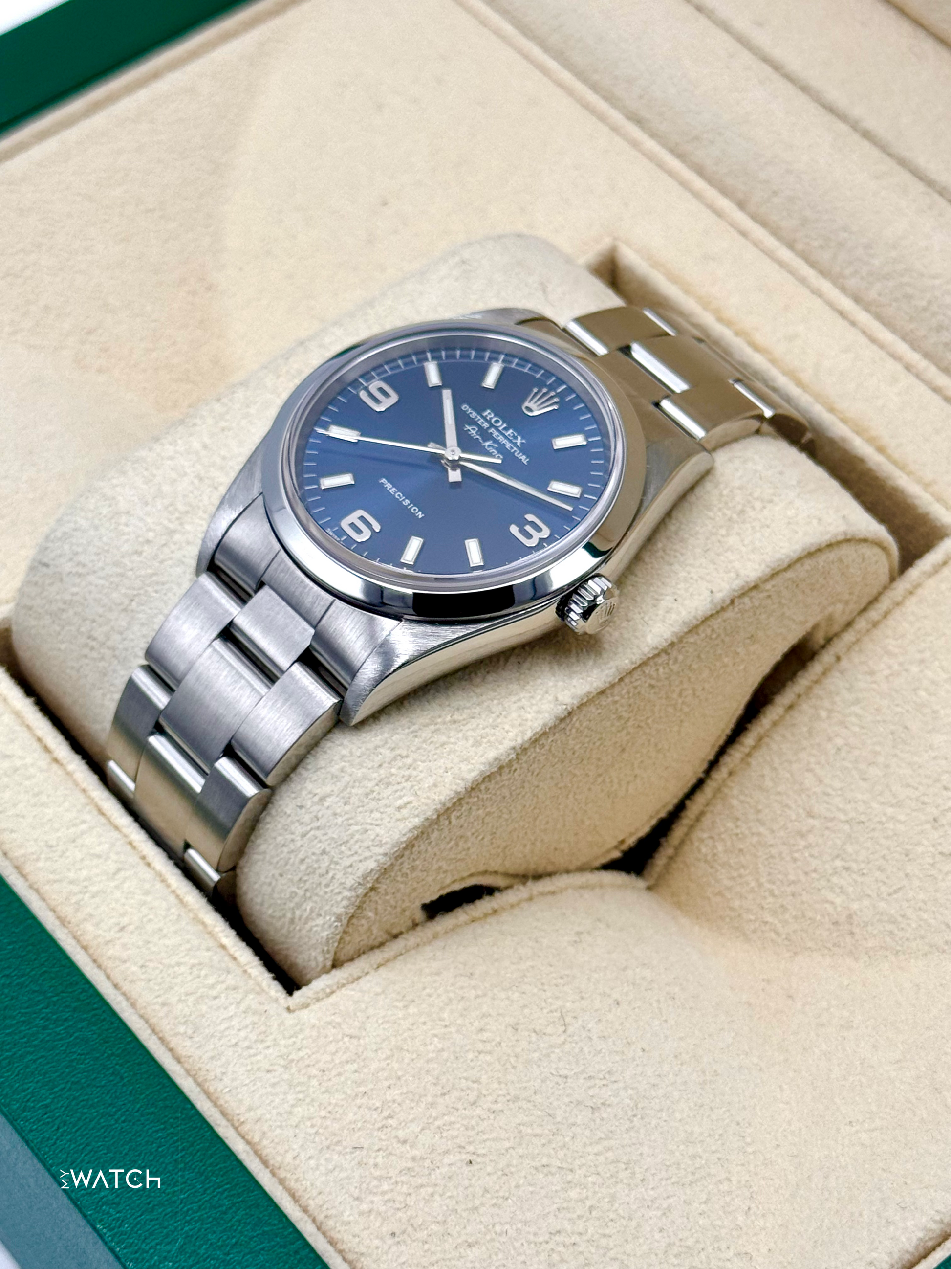 2008 Rolex Air-King 34mm 14000M Stainless Steel Blue Dial - MyWatchLLC