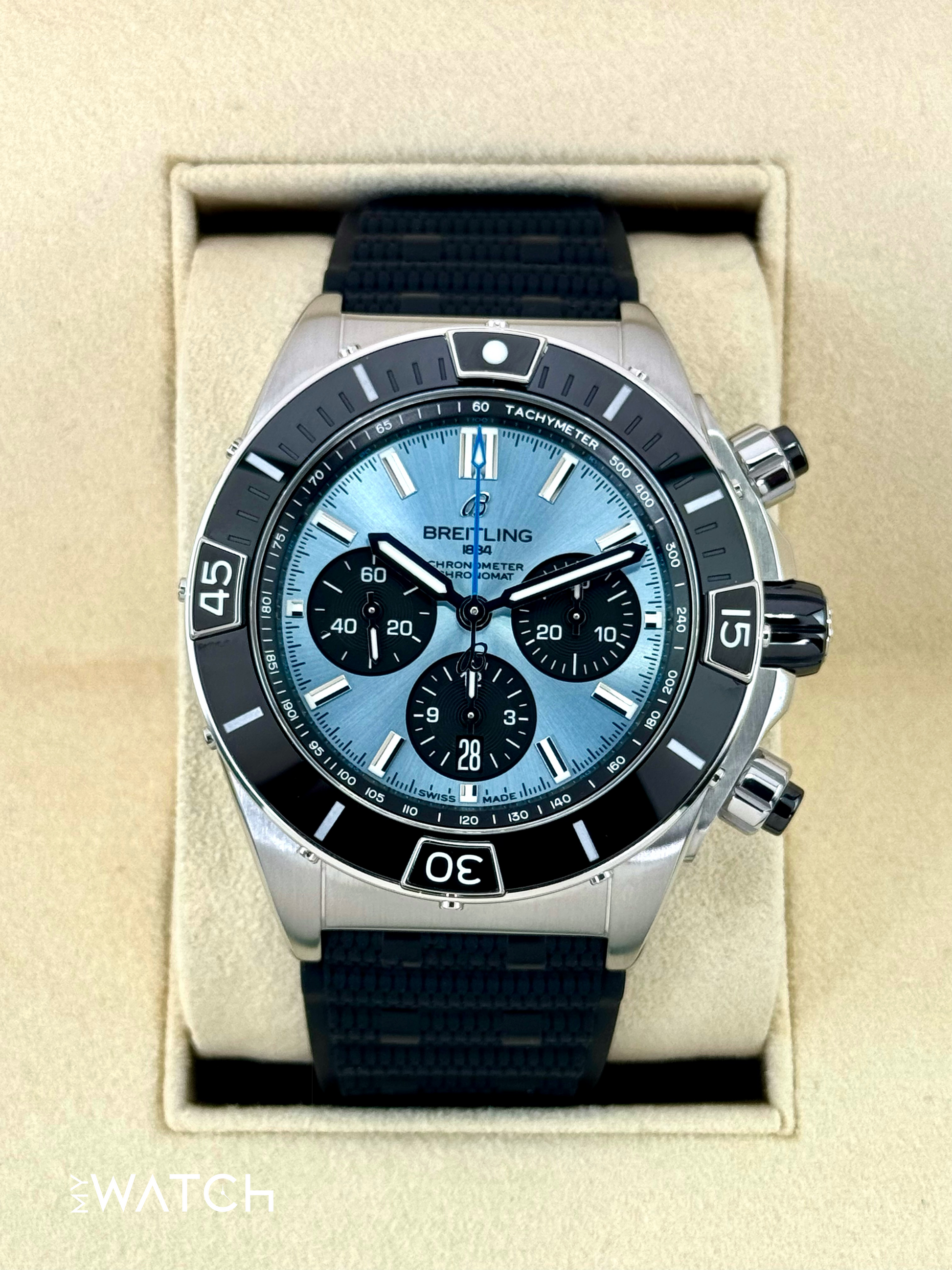 2024 Breitling Super Chronomat B01 44 PB01362 Stainless Steel Blue Dial - MyWatchLLC