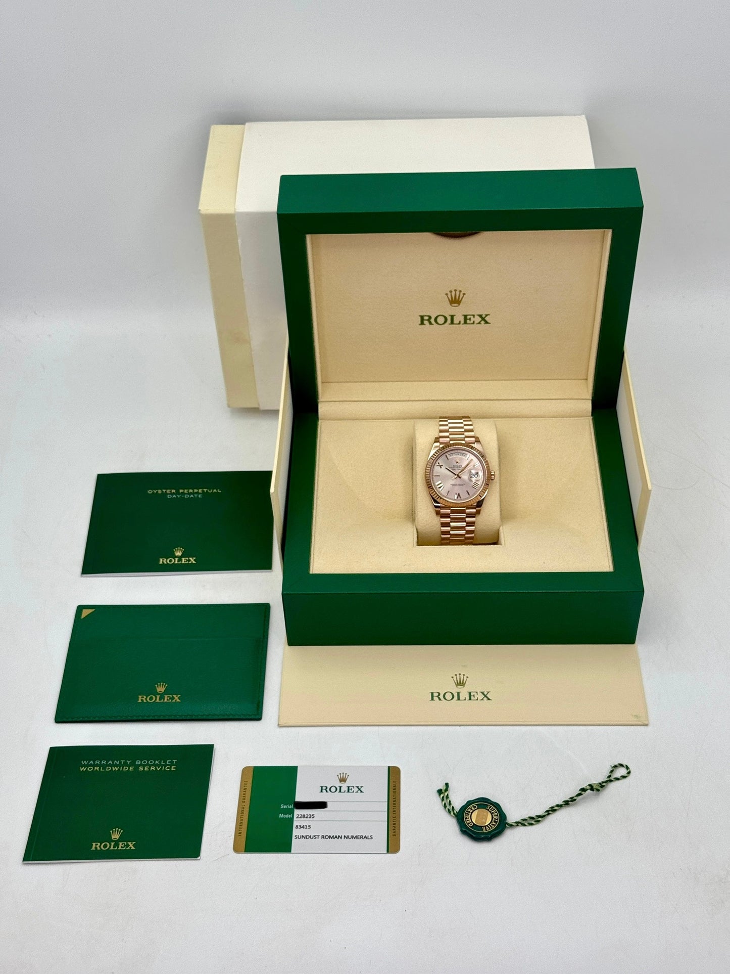2020 Rolex Day-Date 40mm 228235 Presidential Rose Gold Sundust Dial