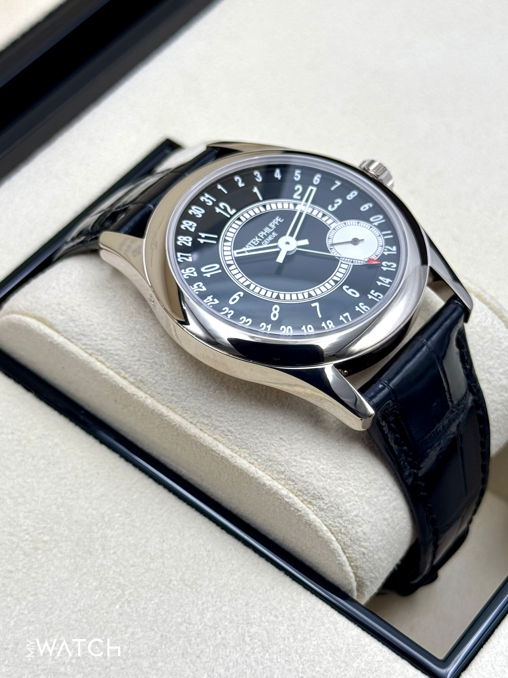 2019 Patek Philippe Calatrava 6006G White Gold Black Dial - MyWatchLLC